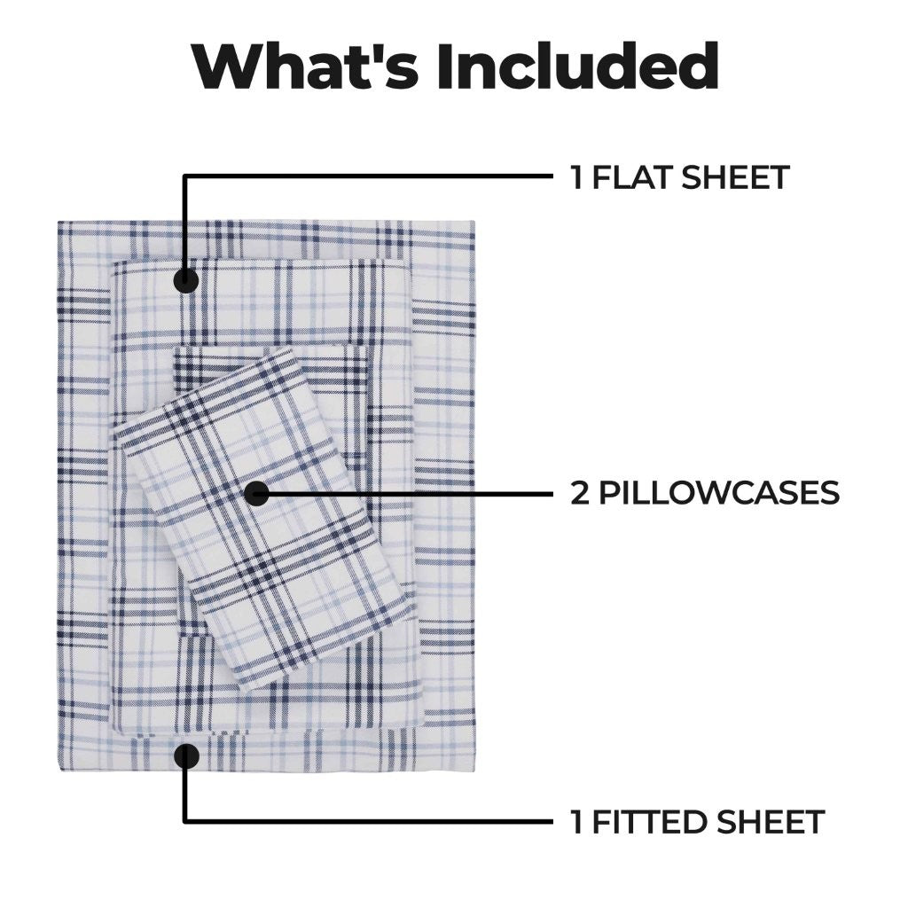 Plaid Flannel Cotton Classic Modern Farmhouse Deep Pocket Sheet Set - Sheet Set by Superior