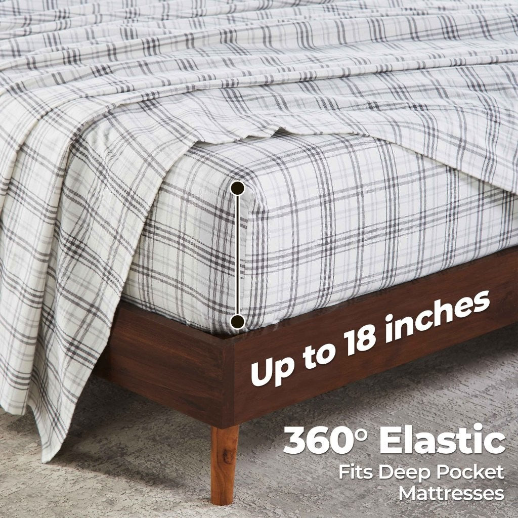 Plaid Flannel Cotton Classic Modern Farmhouse Deep Pocket Sheet Set - Sheet Set by Superior