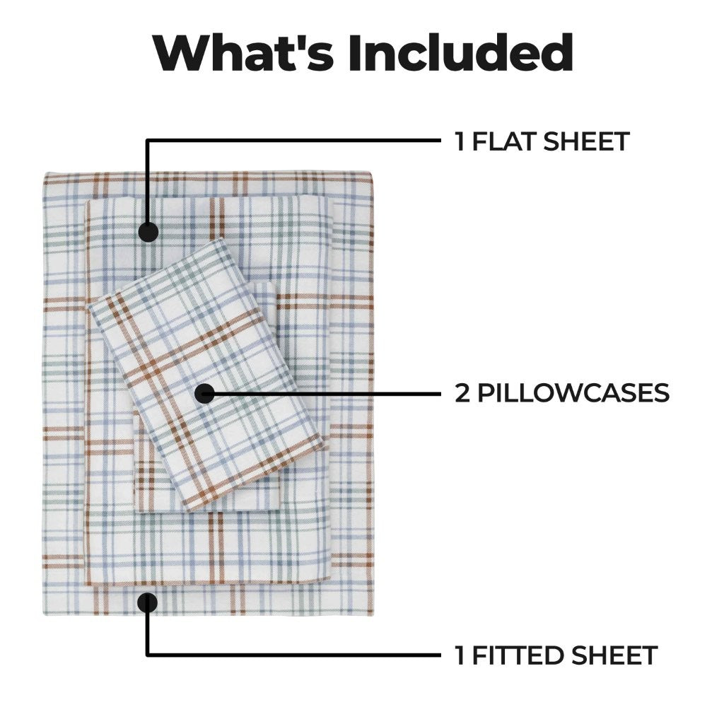 Plaid Flannel Cotton Classic Modern Farmhouse Deep Pocket Sheet Set - Sheet Set by Superior