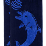 Play Dolphin Oversized Cotton 2 Piece Beach Towel Set - Beach Towel by Superior