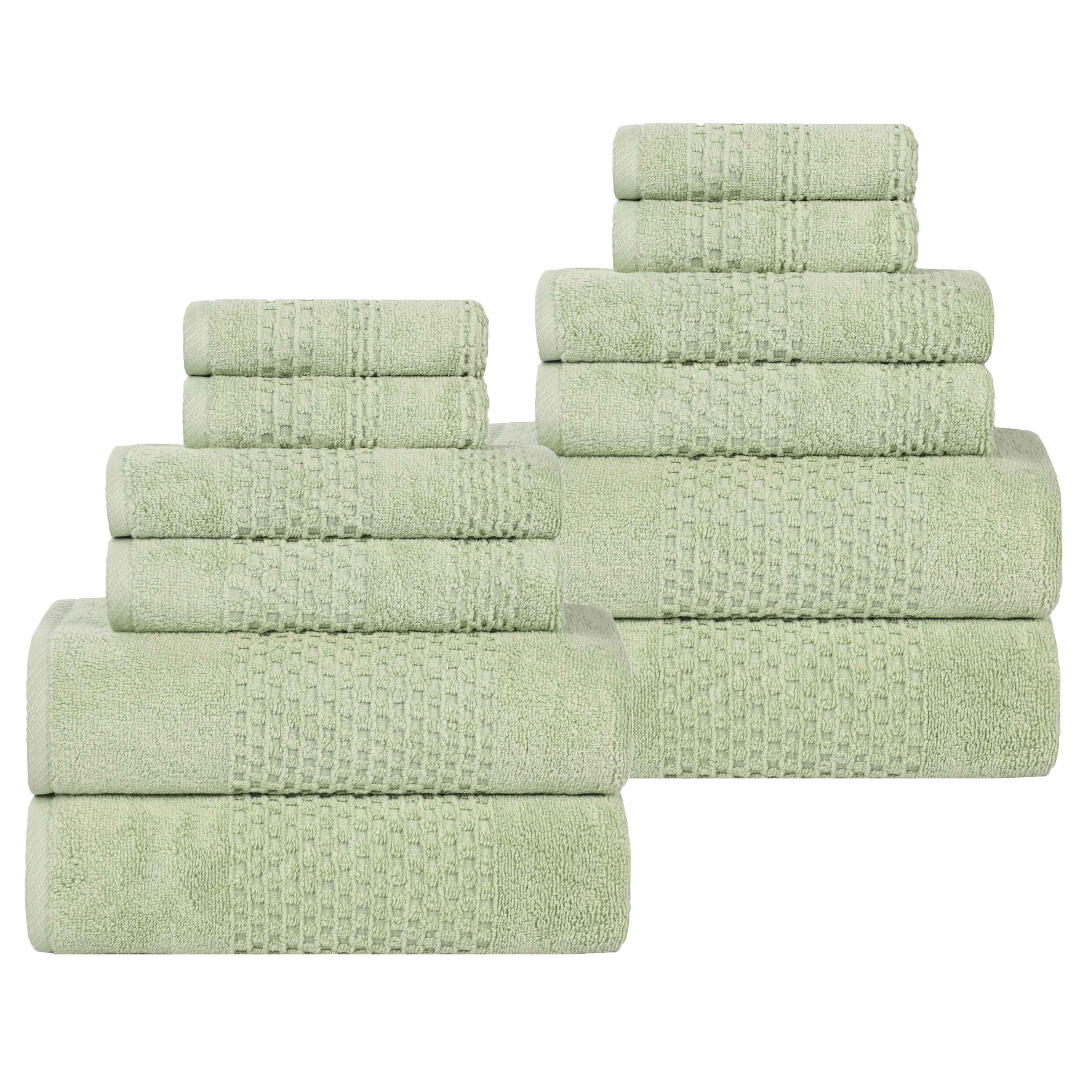 Playa Zero Twist Cotton Solid Waffle Textured 12 Piece Towel Set - Towel Set by Superior Brand