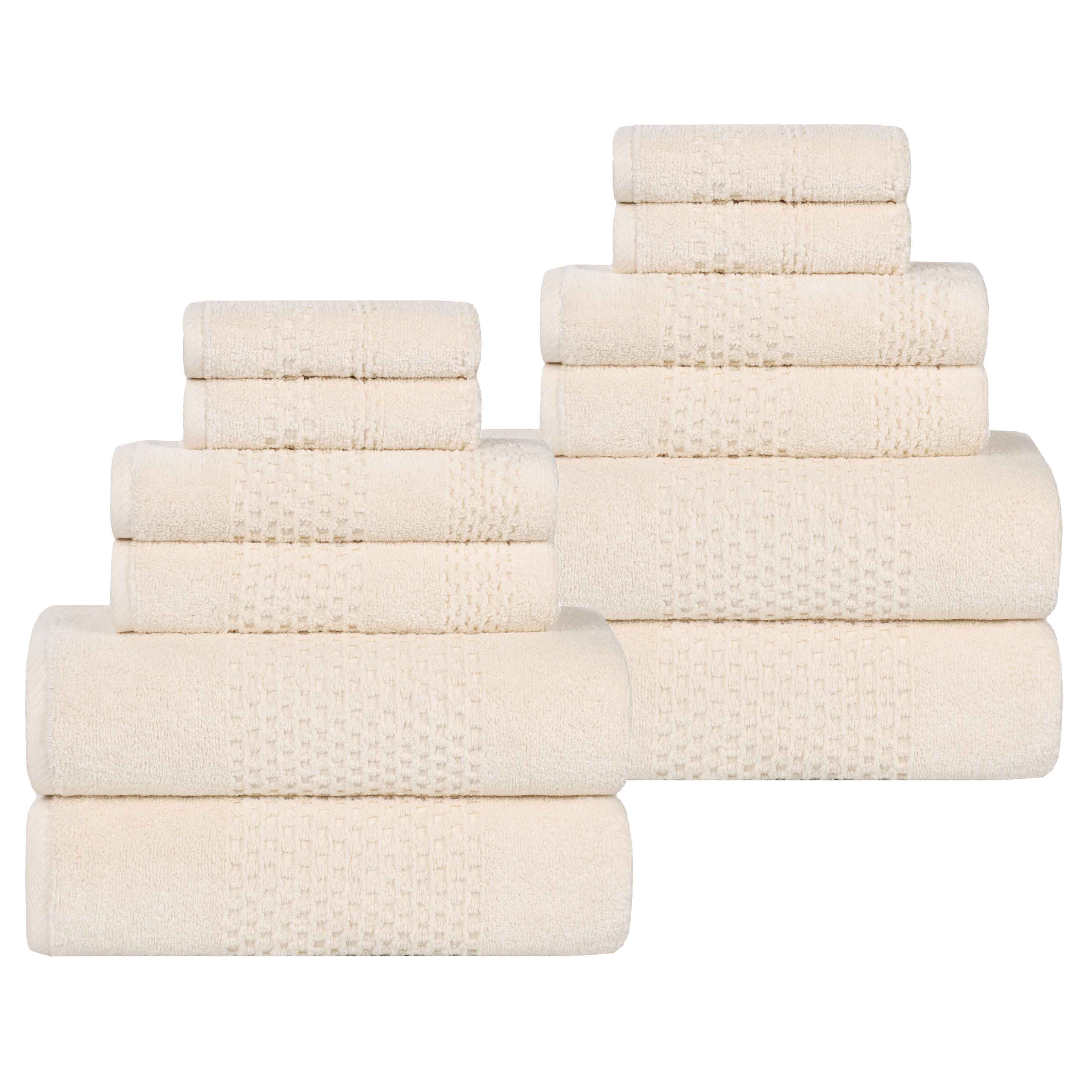 Playa Zero Twist Cotton Solid Waffle Textured 12 Piece Towel Set - Towel Set by Superior Brand