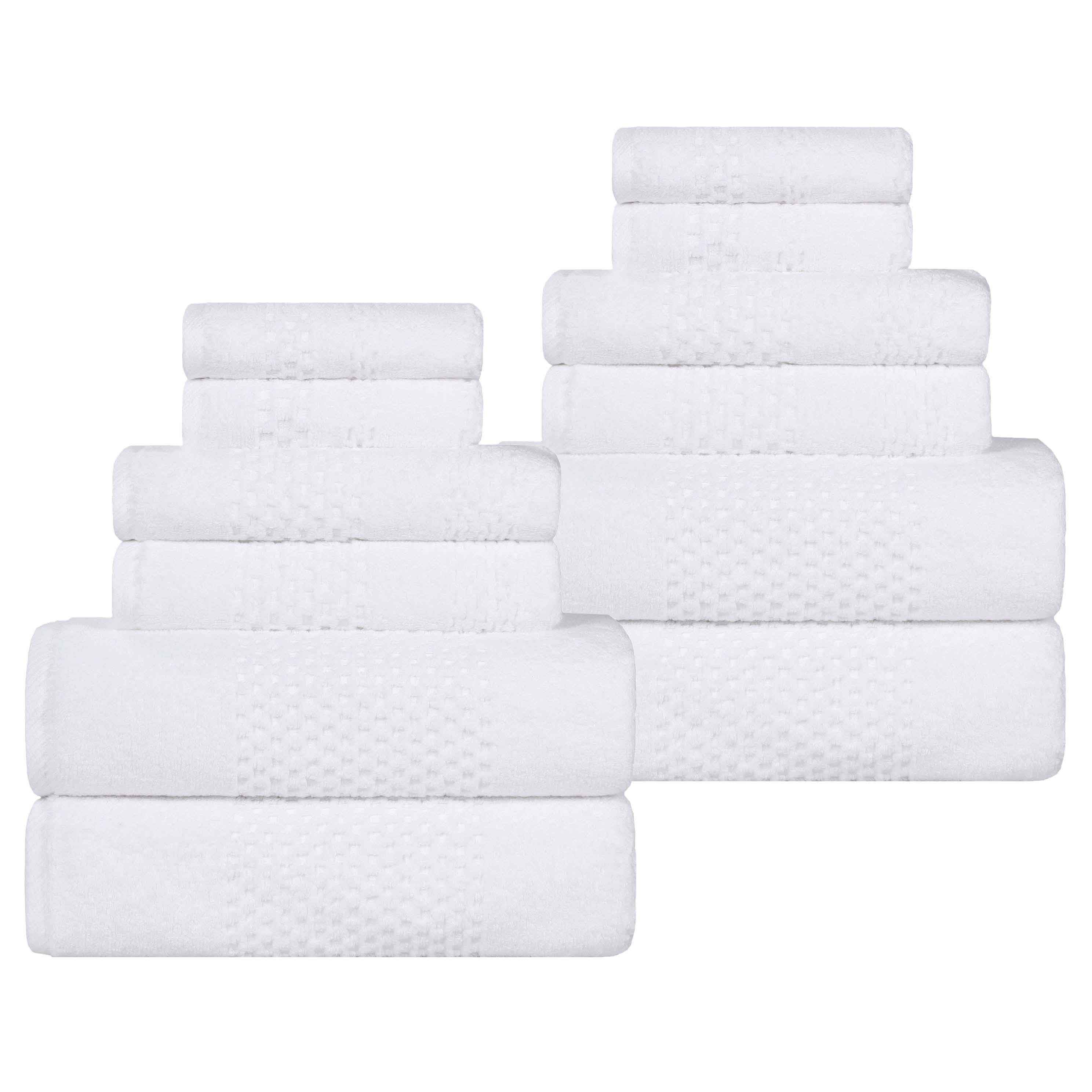 Playa Zero Twist Cotton Solid Waffle Textured 12 Piece Towel Set - Towel Set by Superior Brand