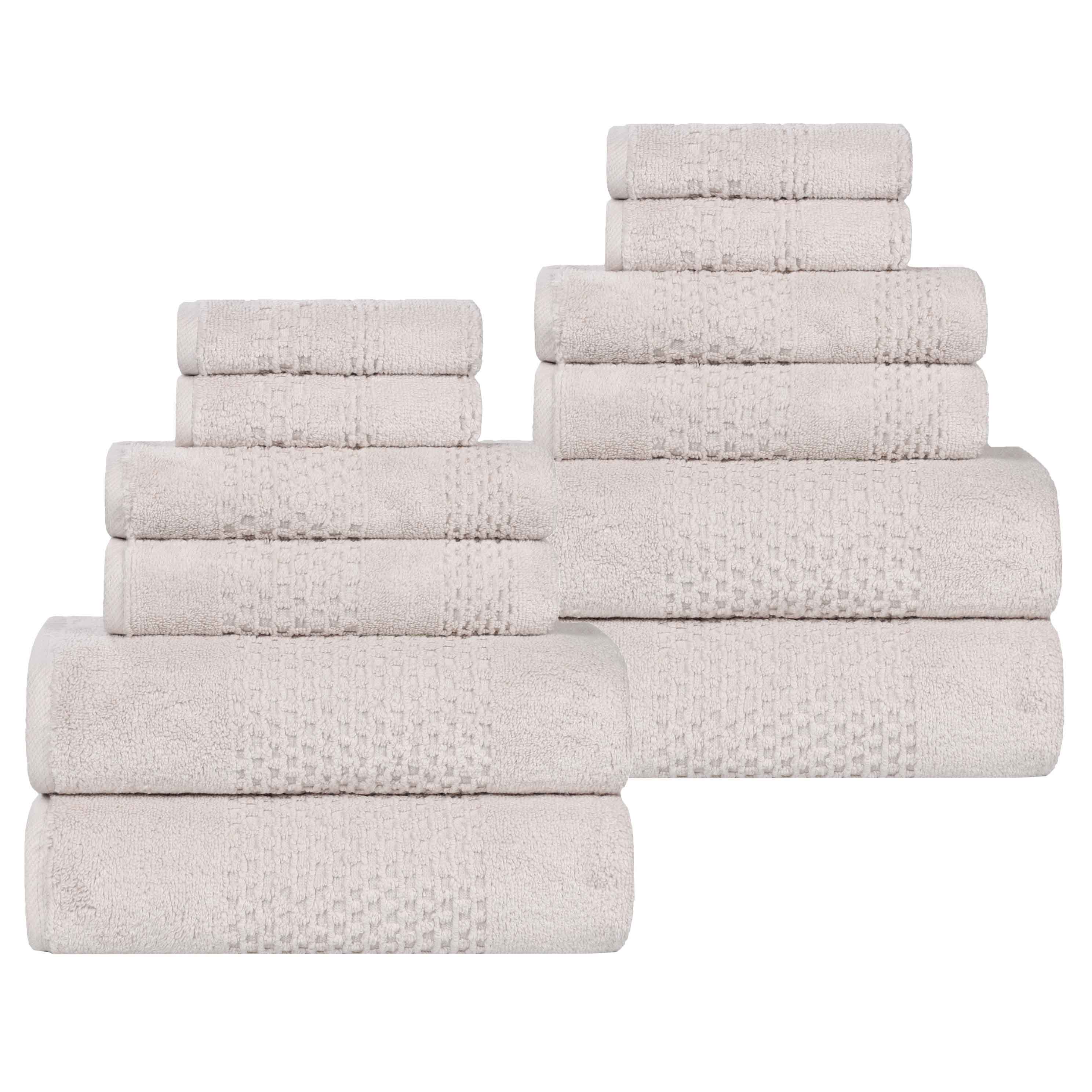 Playa Zero Twist Cotton Solid Waffle Textured 12 Piece Towel Set - Towel Set by Superior Brand