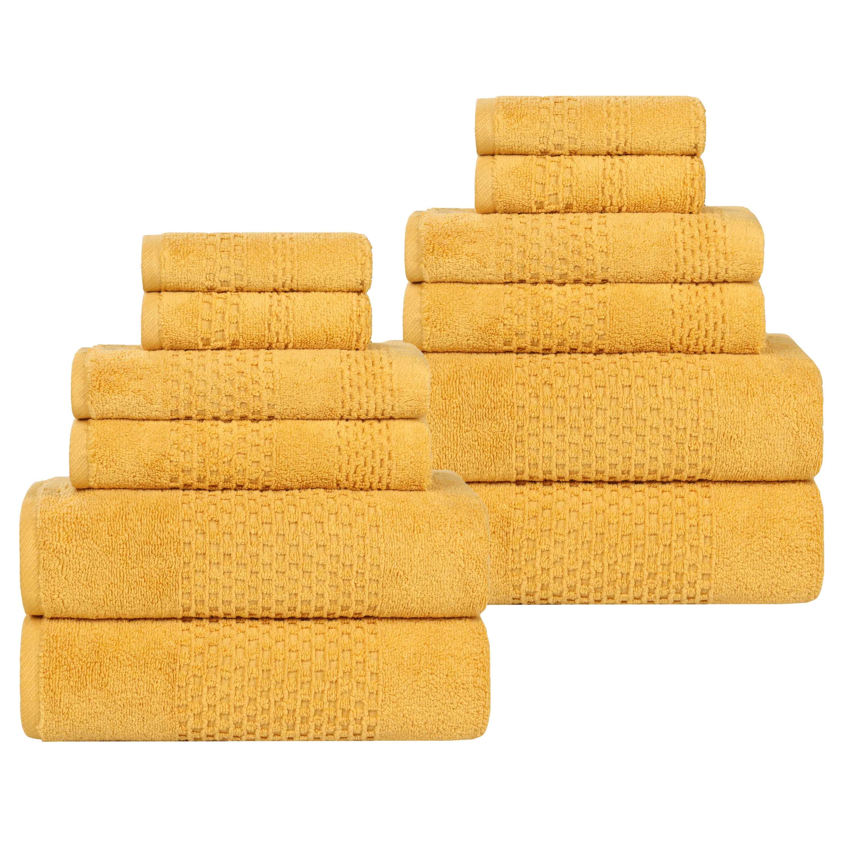Playa Zero Twist Cotton Solid Waffle Textured 12 Piece Towel Set - Towel Set by Superior Brand