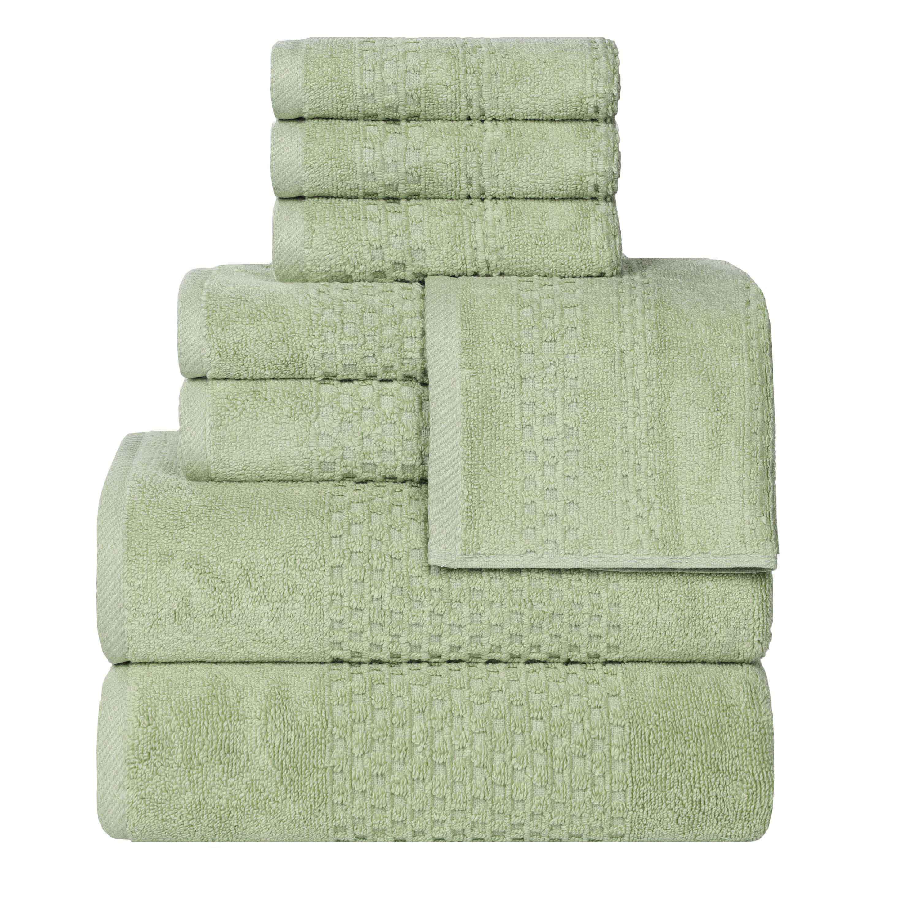 Playa Zero Twist Cotton Solid Waffle Textured 8 Piece Towel Set - Towel Set by Superior Brand