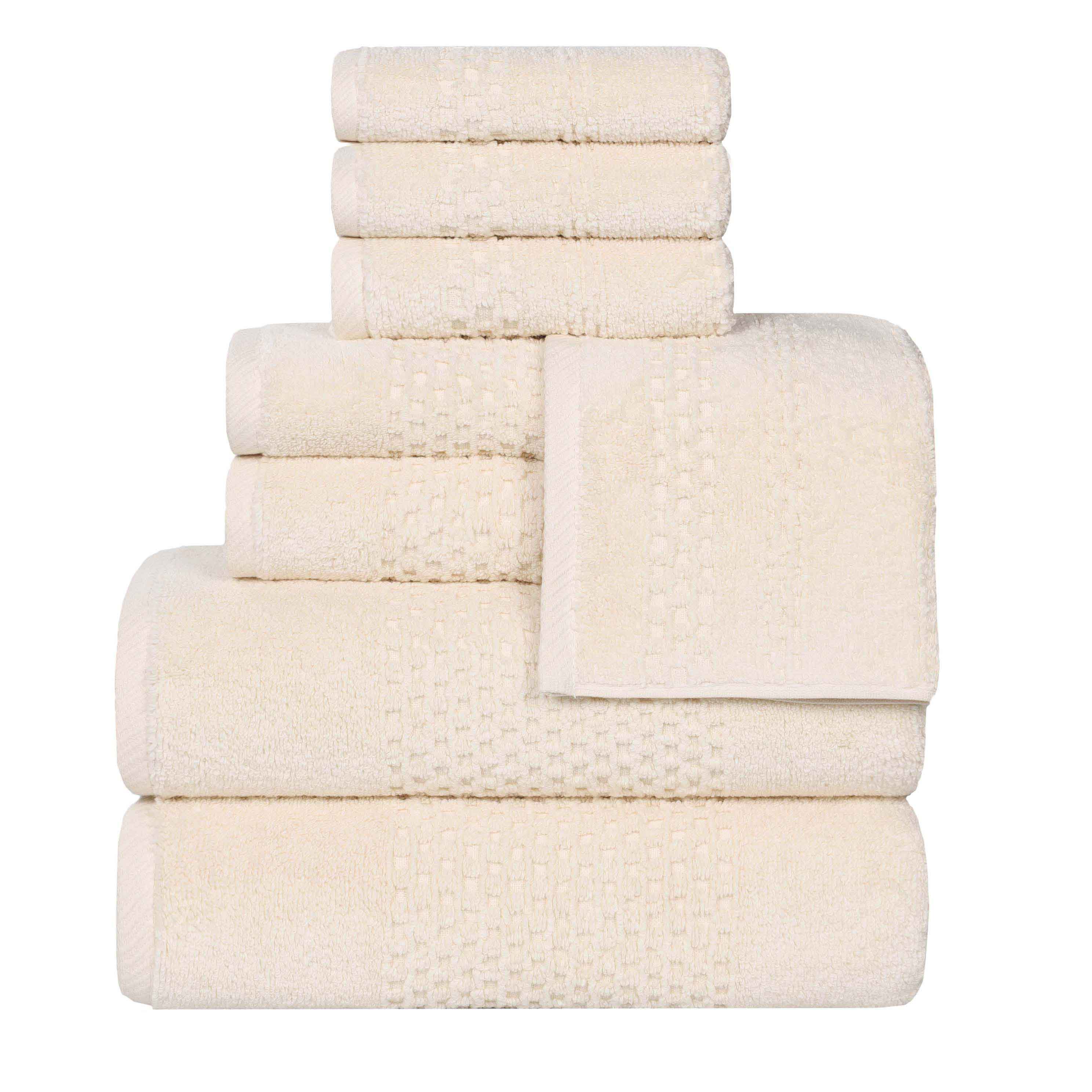 Playa Zero Twist Cotton Solid Waffle Textured 8 Piece Towel Set - Towel Set by Superior Brand