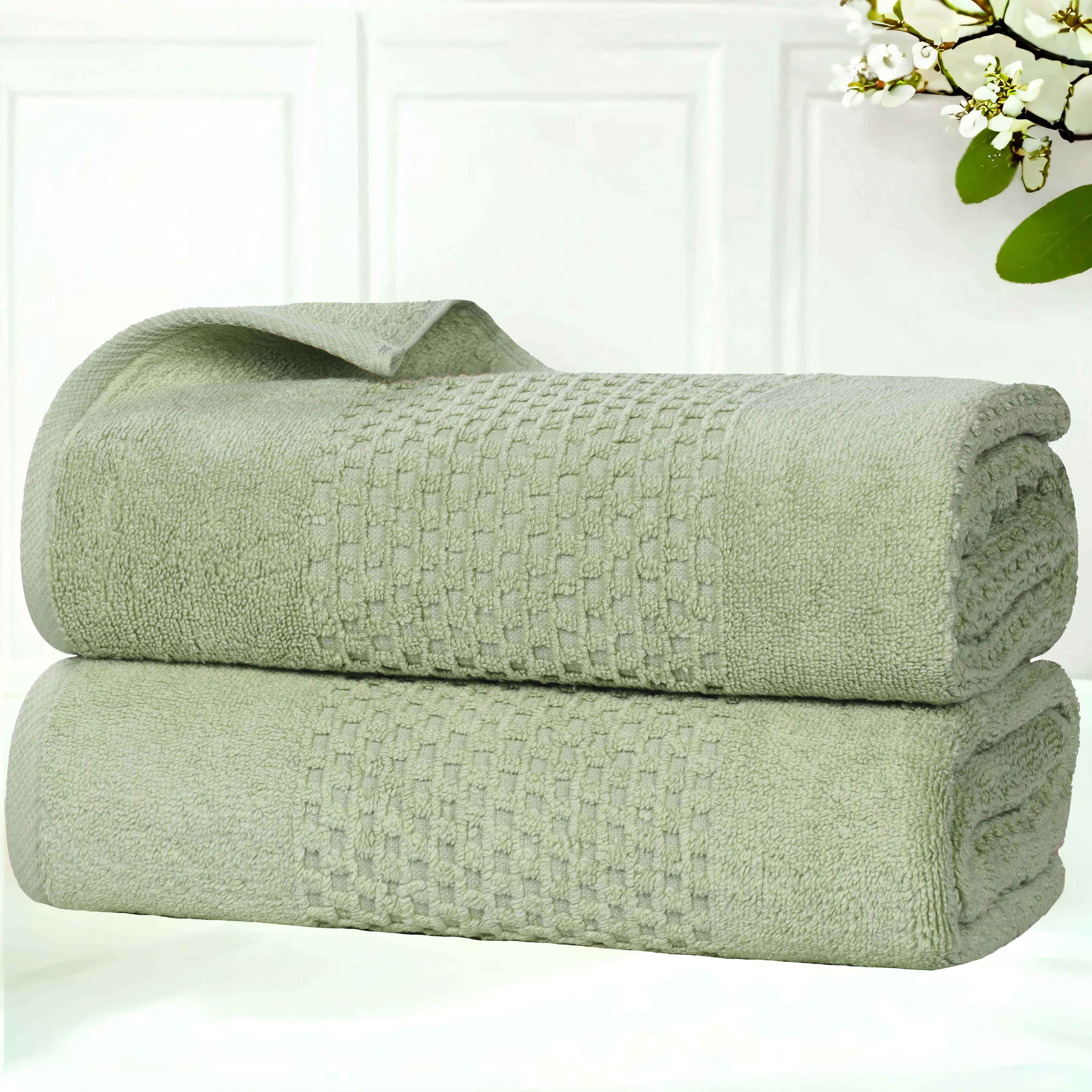 Zero Twist Cotton Solid Waffle Textured Bath Towel Set of 2 - Bath Towel by Superior Brand