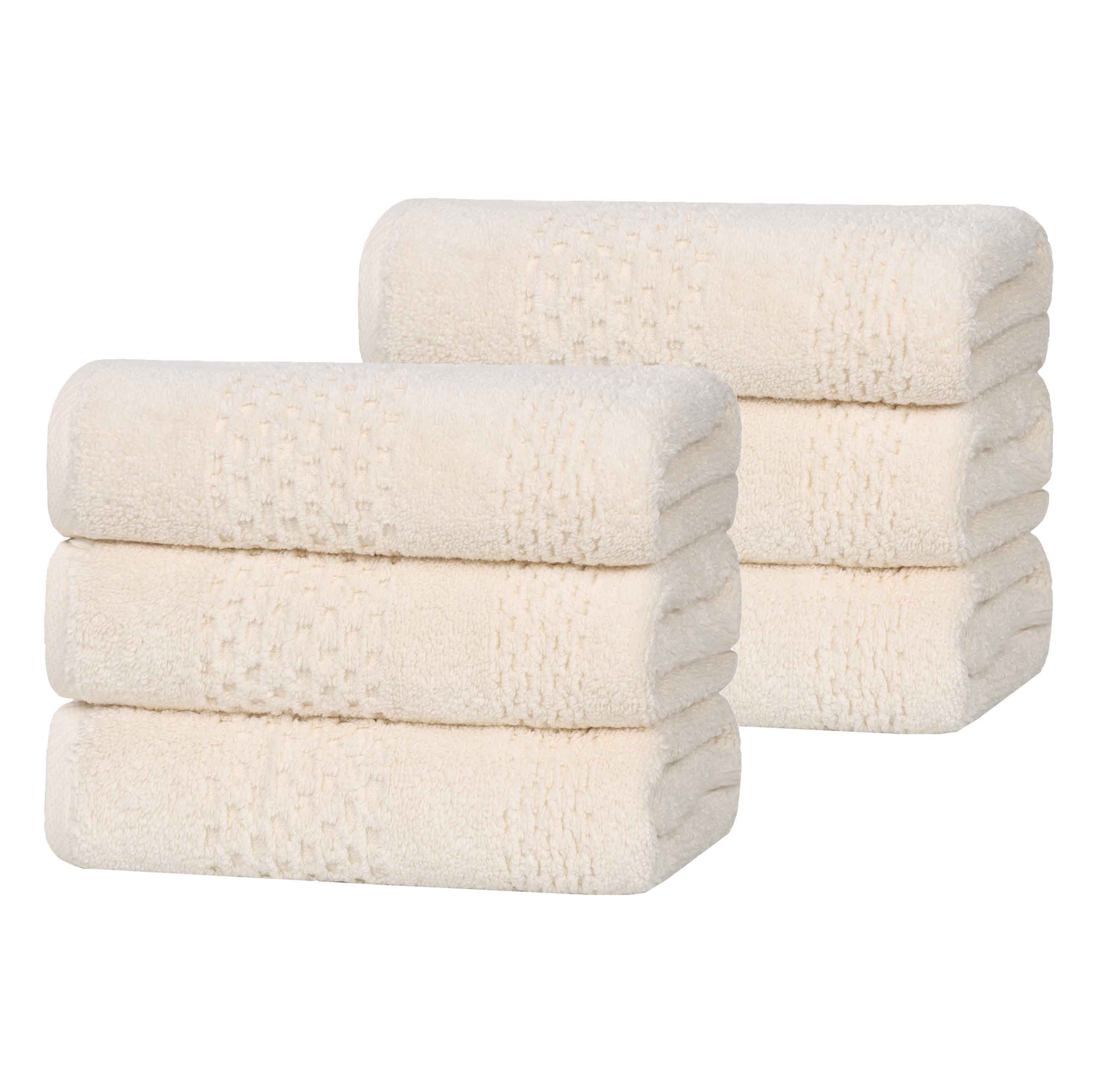 Playa Zero Twist Cotton Solid Waffle Textured Hand Towels, Set of 6 - Hand Towel by Superior