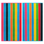 Rainbow Stripes Egyptian Cotton Oversized 2 Piece Beach Towel Set - Egyptian Cotton Beach Towel by Superior