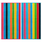 Rainbow Stripes Egyptian Cotton Oversized 2 Piece Beach Towel Set - Egyptian Cotton Beach Towel by Superior