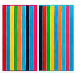Rainbow Stripes Egyptian Cotton Oversized 2 Piece Beach Towel Set - Egyptian Cotton Beach Towel by Superior