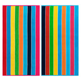 Rainbow Stripes Egyptian Cotton Oversized 2 Piece Beach Towel Set - Egyptian Cotton Beach Towel by Superior