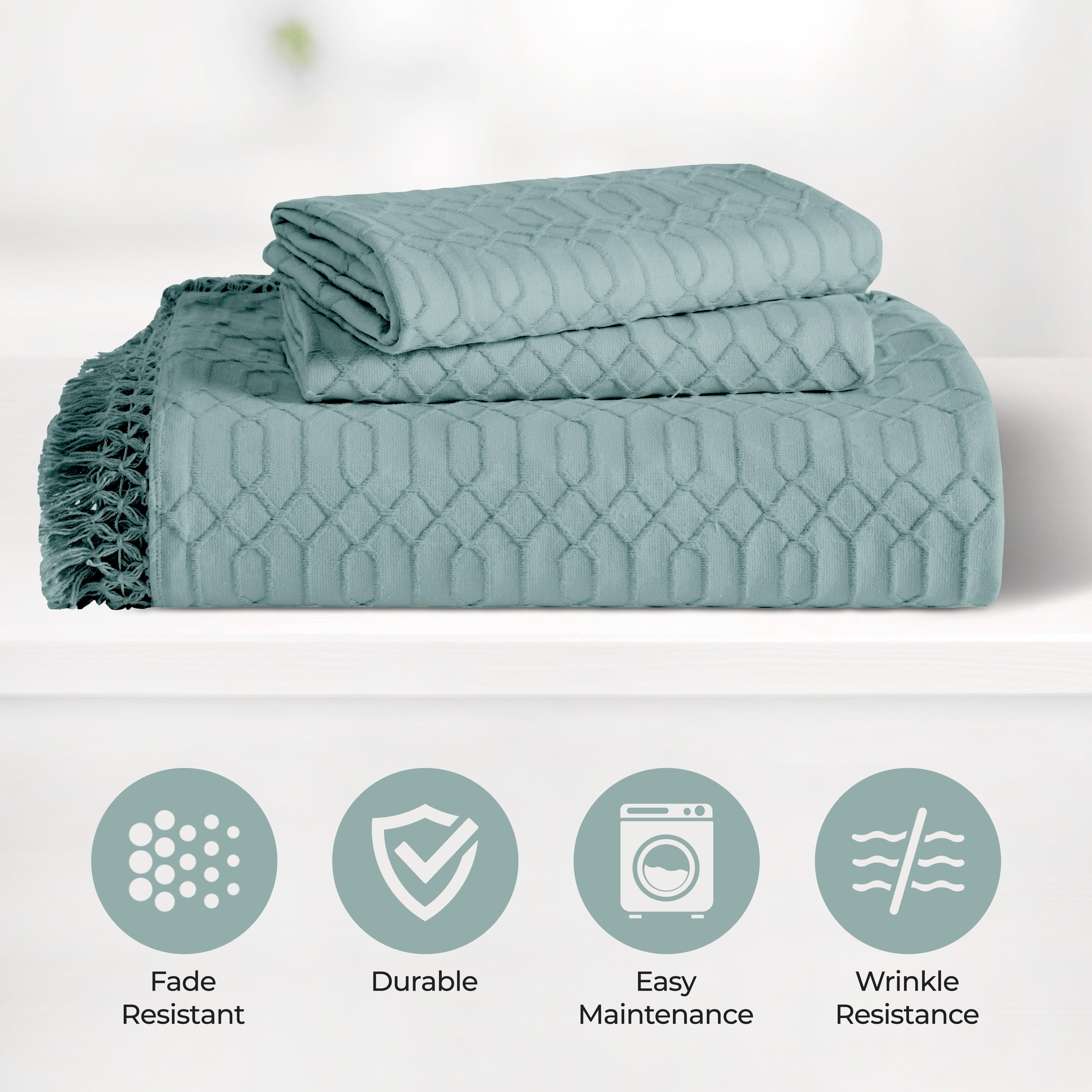 Remi Cotton Blend Jacquard Geometric Fringe Bedspread Set - Bedspread by Superior