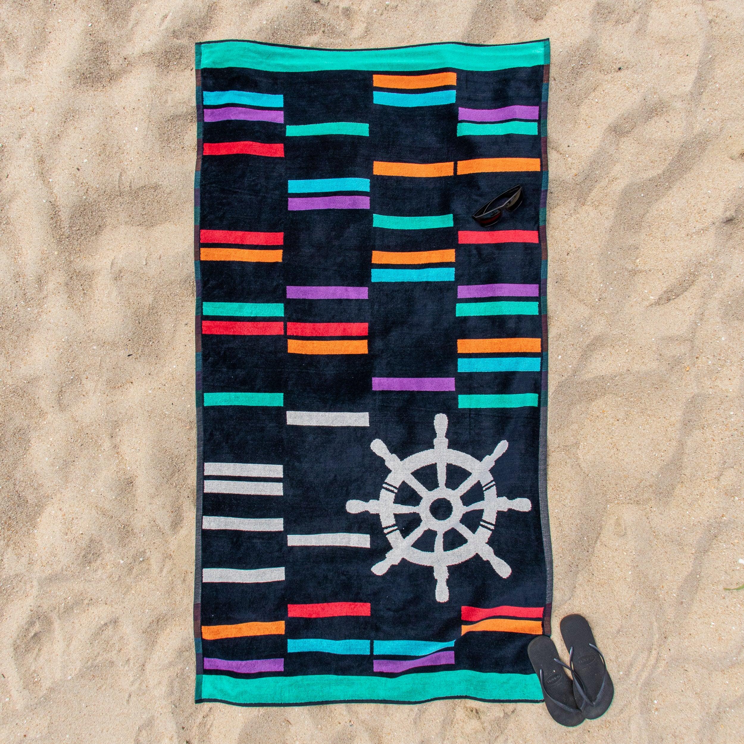 Retro Spin Wheel Oversized Cotton Beach Towel Set of 2 Piece - Beach Towel by Superior Brand