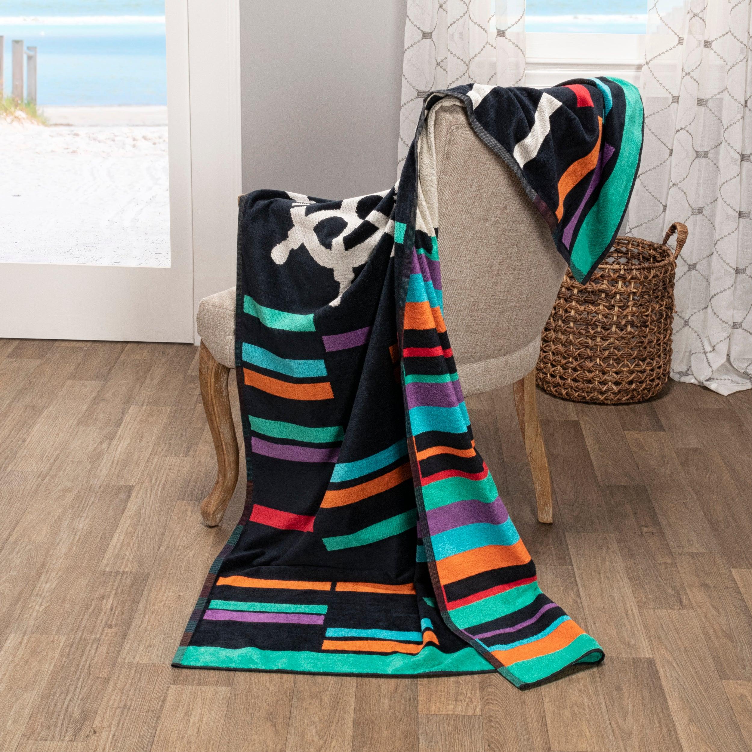 Retro Spin Wheel Oversized Cotton Beach Towel Set of 2 Piece - Beach Towel by Superior Brand
