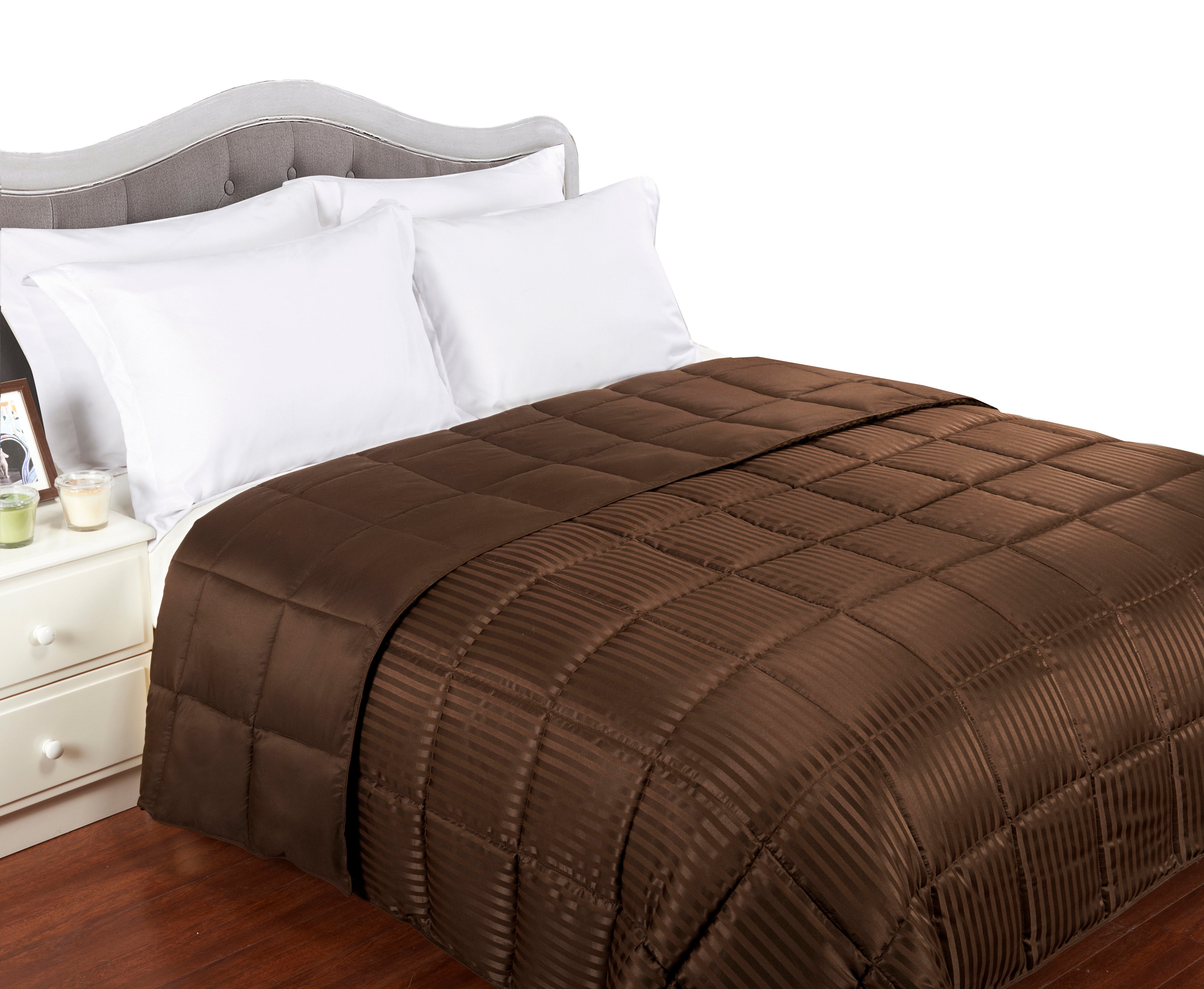 Reversible Down Alternative All-Season Solid Striped Blanket - Blanket by Superior Brand