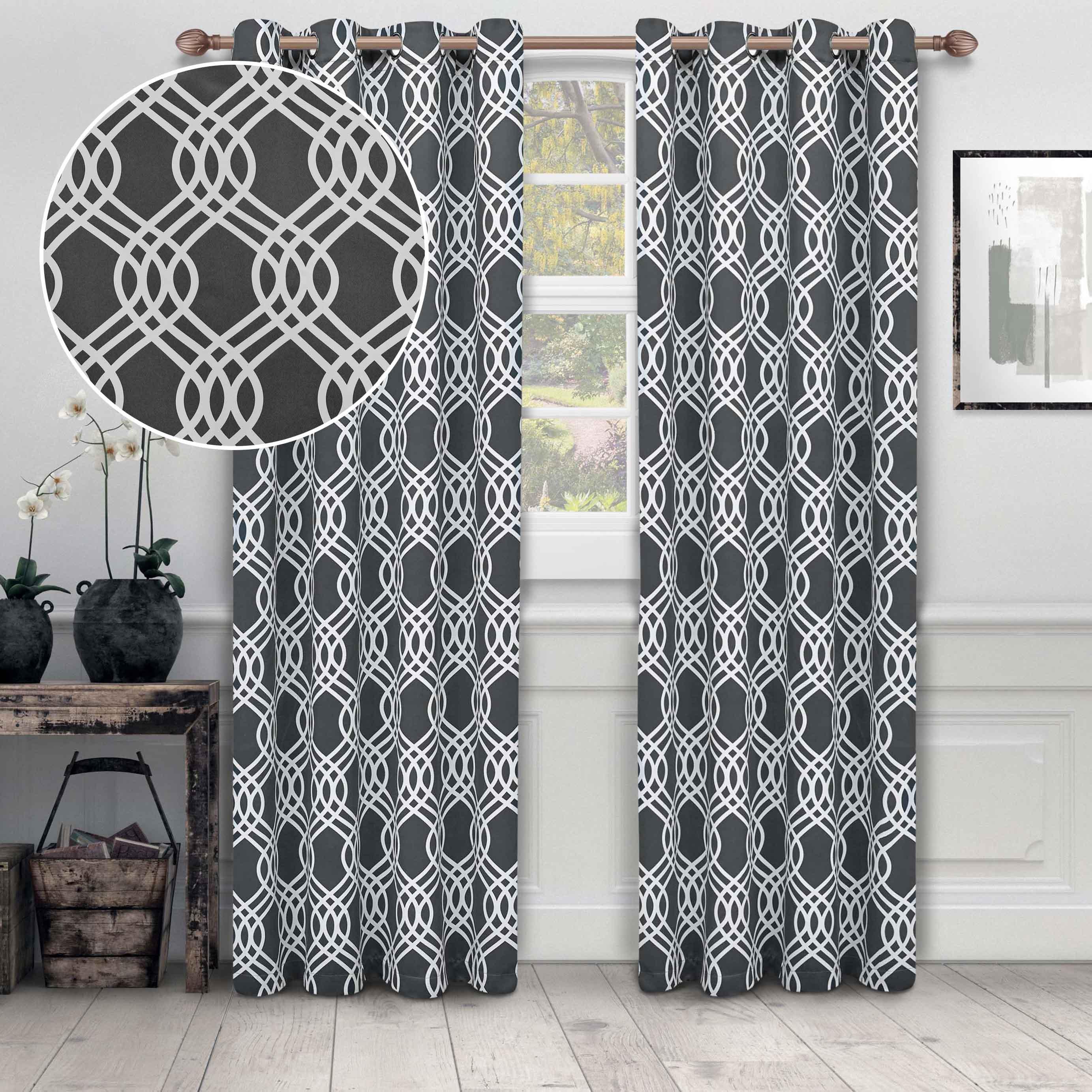 Ribbon Trellis Washable Room Darkening Blackout Curtains, Set of 2 - Blackout Curtains by Superior Brand