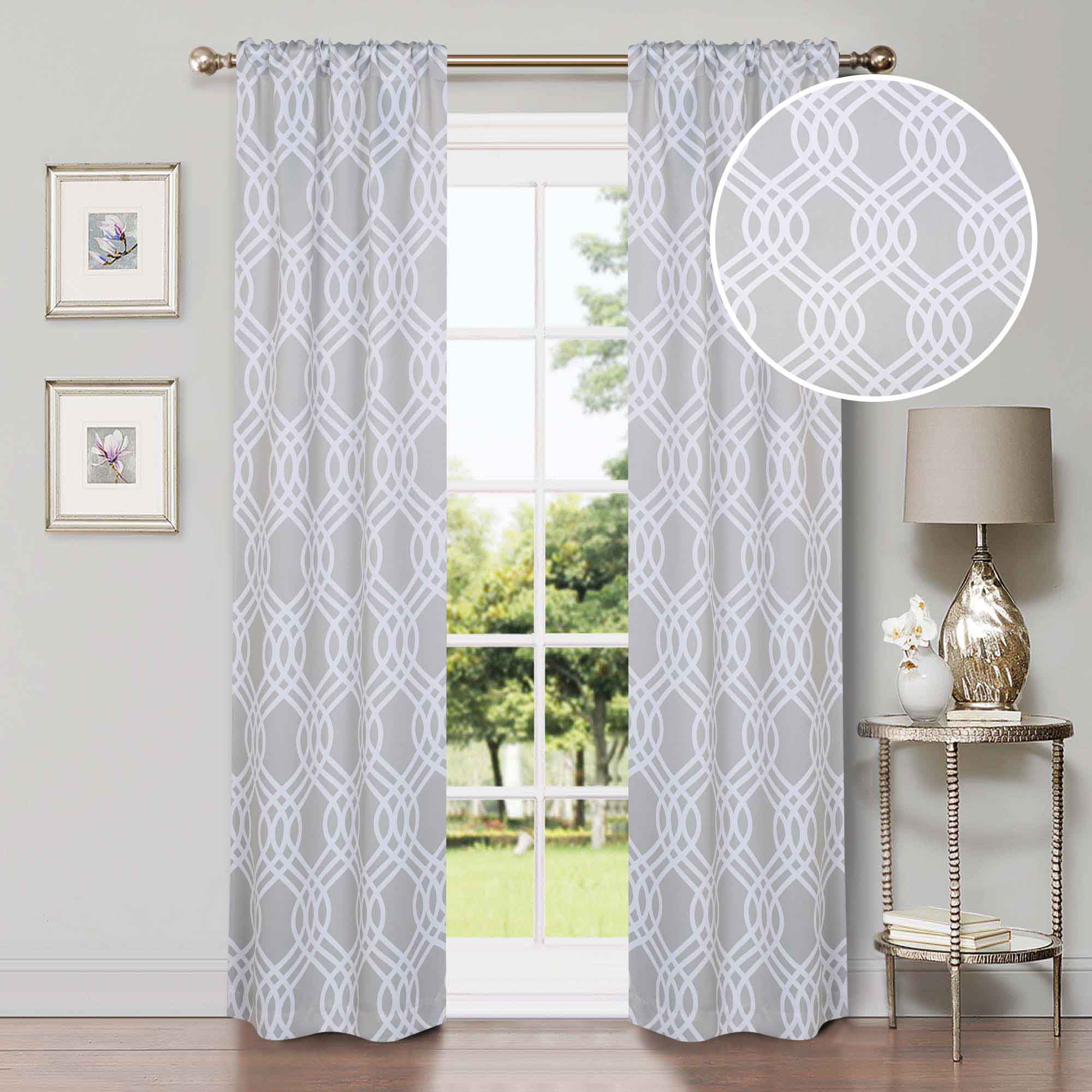 Ribbon Trellis Washable Room Darkening Blackout Curtains, Set of 2 - Blackout Curtains by Superior Brand