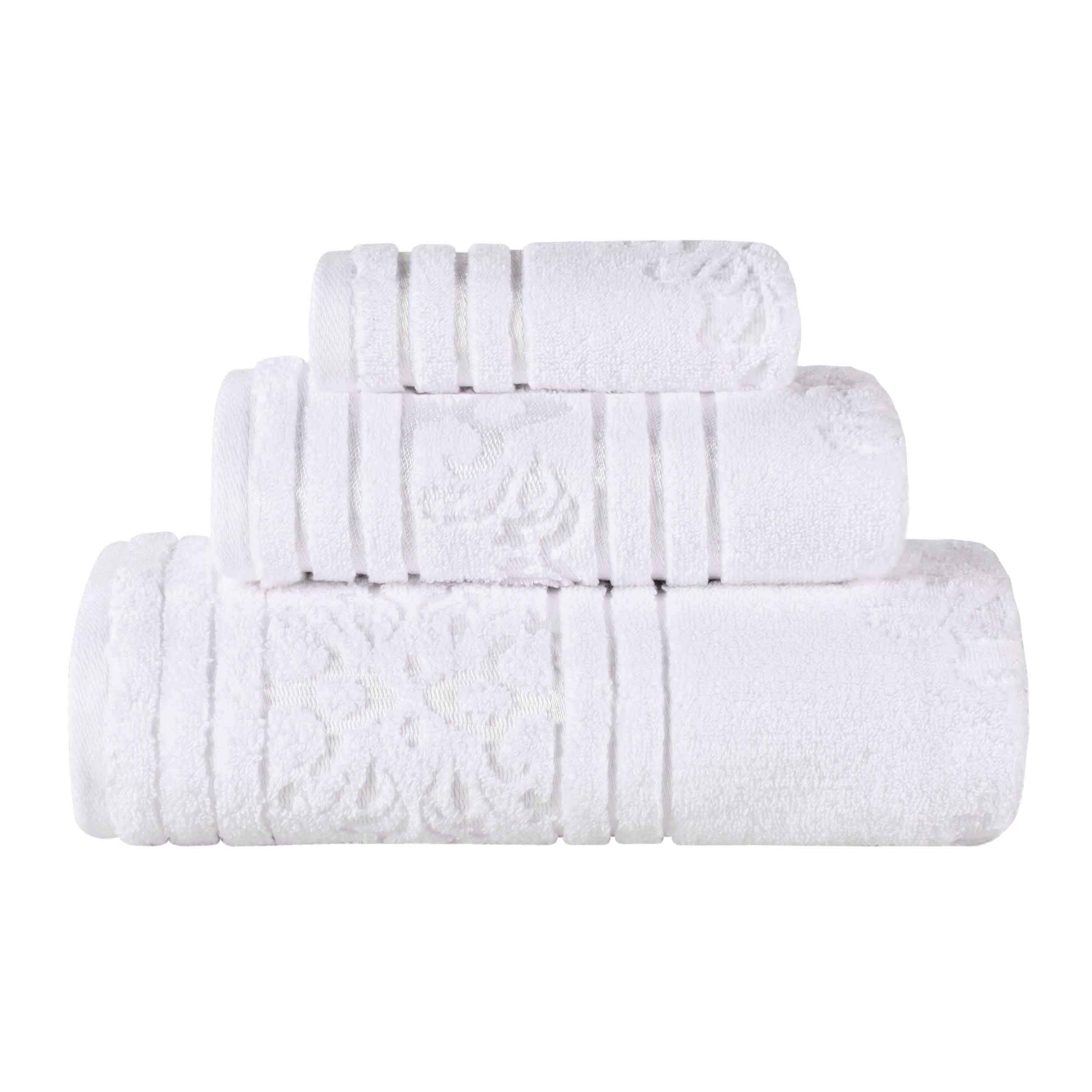 Sadie Zero Twist Cotton Floral Jacquard Absorbent 3 Piece Towel Set - Towel Set by Superior Brand