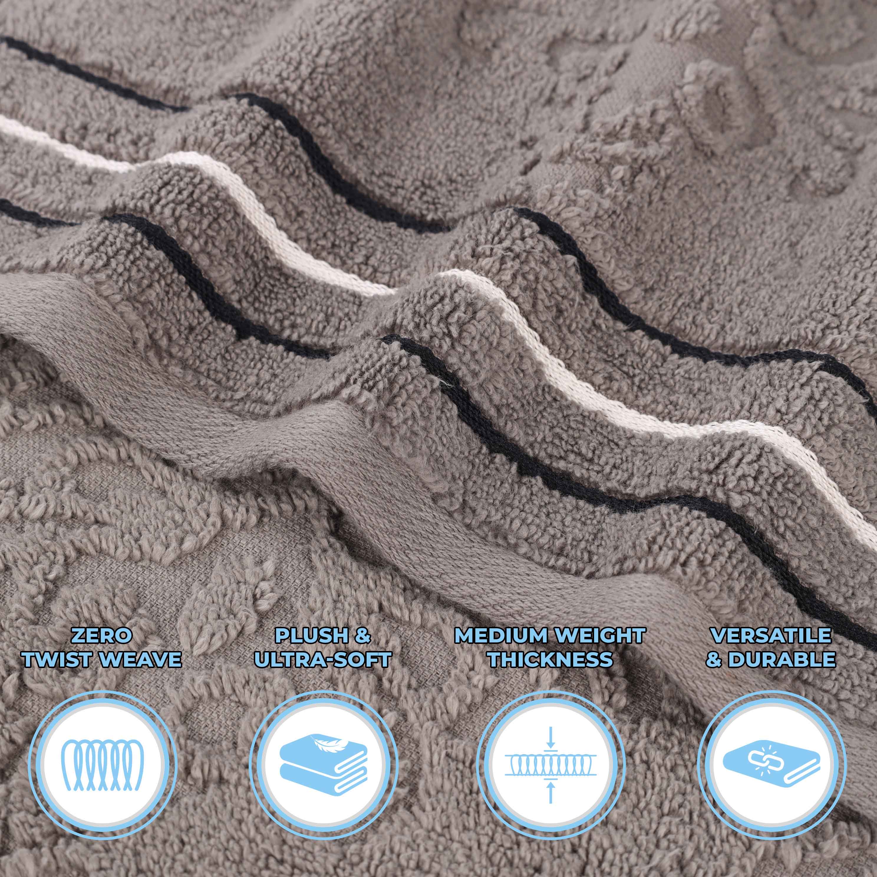 Sadie Zero Twist Cotton Solid and Jacquard Floral 8 Piece Towel Set - Towel Set by Superior Brand