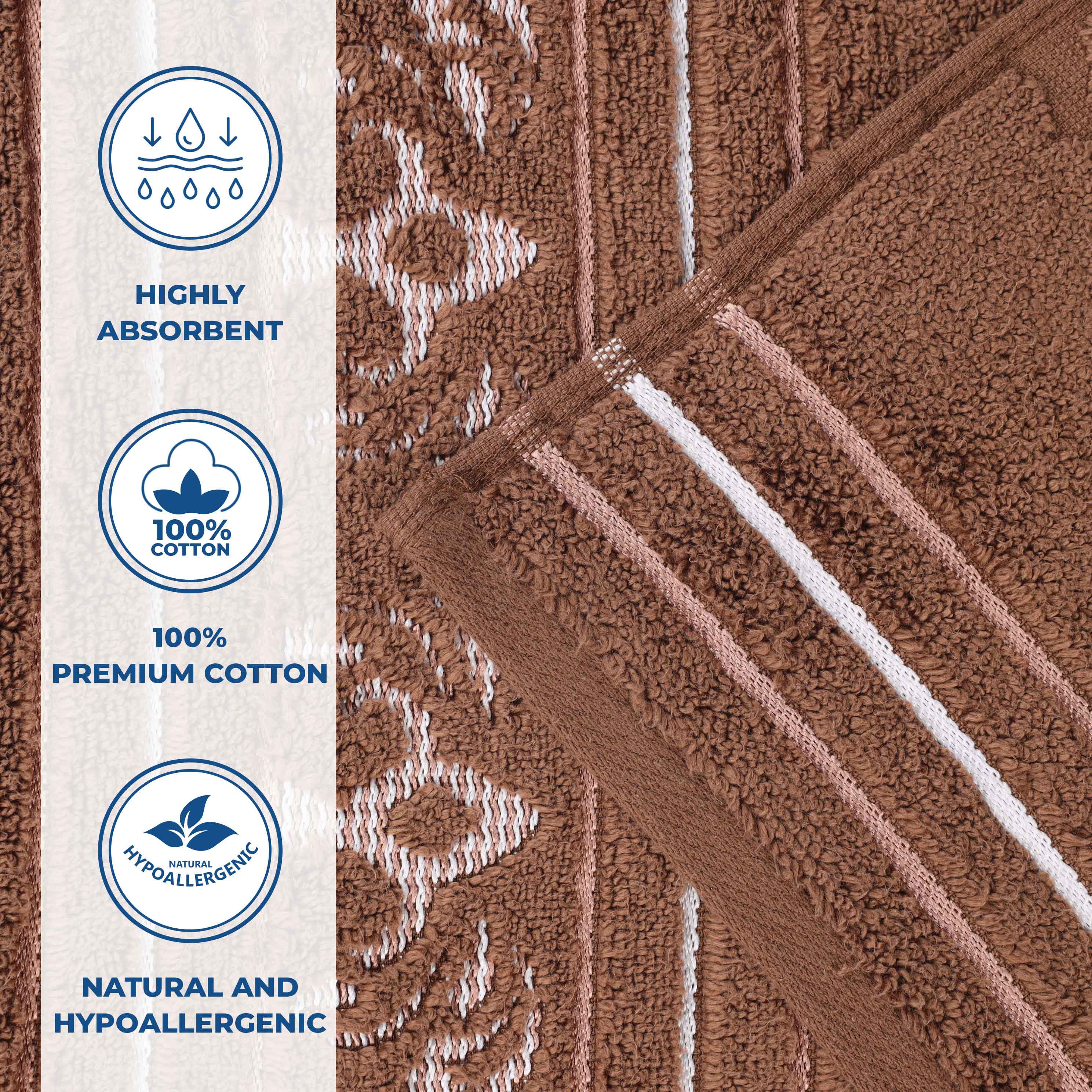 Sadie Zero Twist Cotton Solid and Jacquard Floral 8 Piece Towel Set - Towel Set by Superior Brand