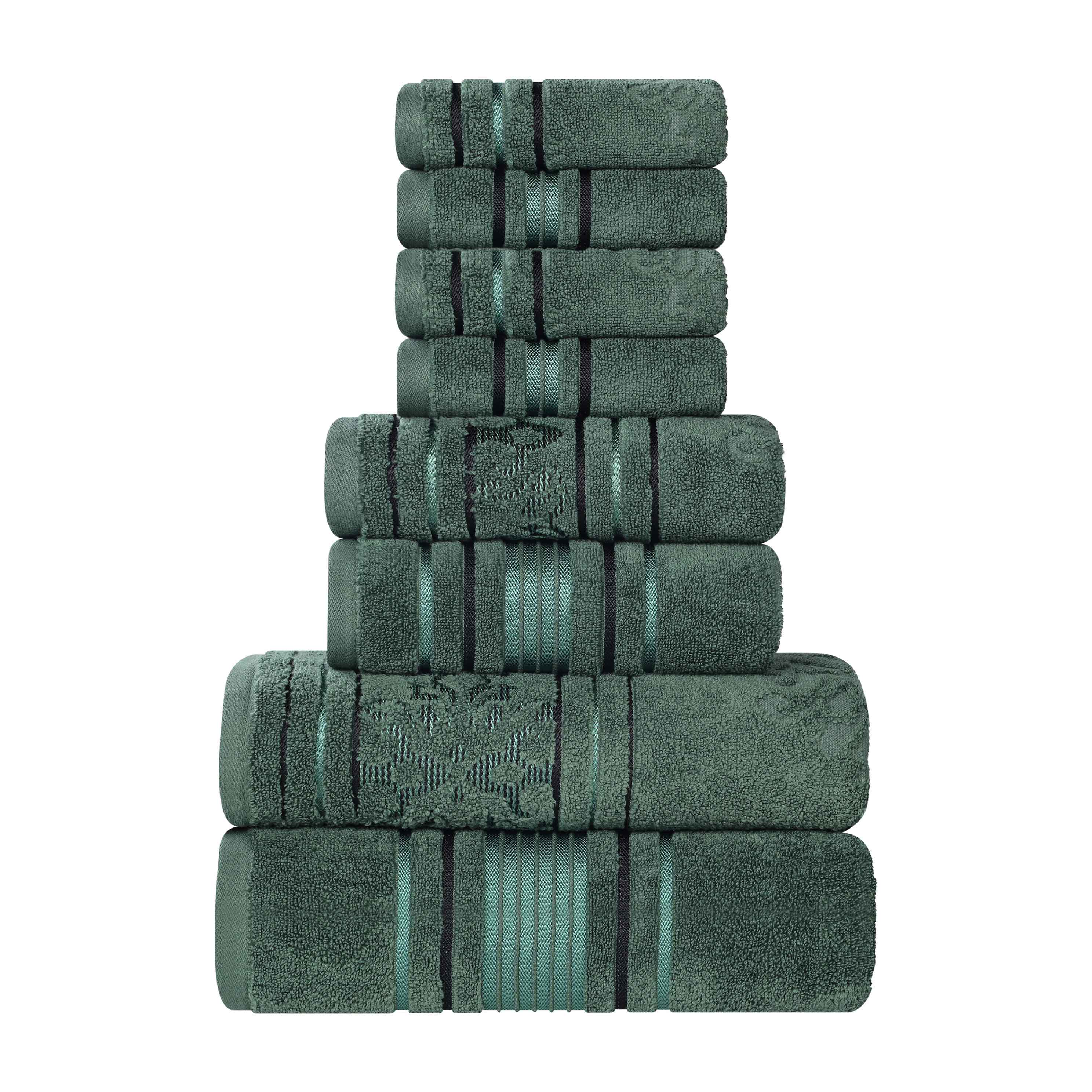 Sadie Zero Twist Cotton Solid and Jacquard Floral 8 Piece Towel Set - Towel Set by Superior Brand