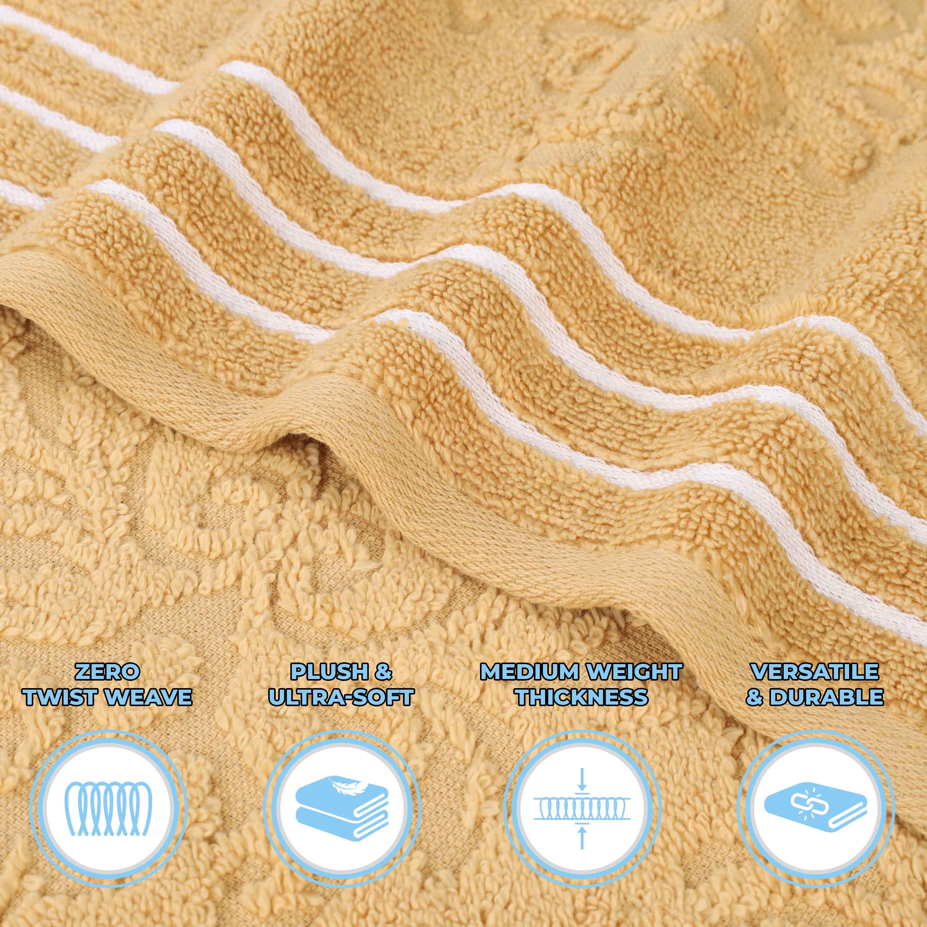 Sadie Zero Twist Cotton Solid and Jacquard Floral 8 Piece Towel Set - Towel Set by Superior Brand