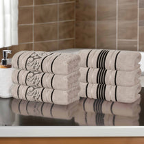 Sadie Zero Twist Cotton Solid and Jacquard Floral Hand Towel Set of 6 - Hand Towel by Superior Brand