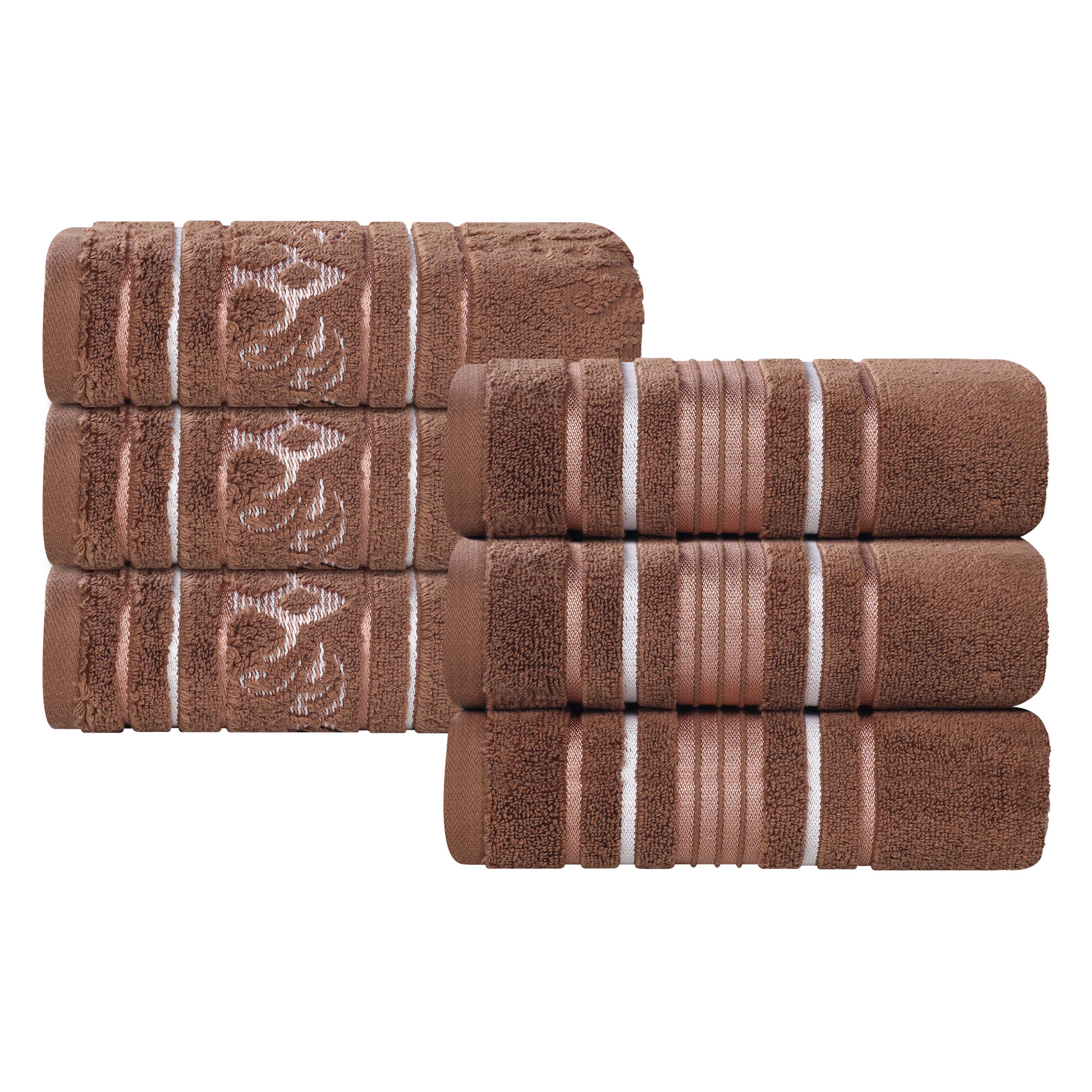 Sadie Zero Twist Cotton Solid and Jacquard Floral Hand Towel Set of 6 - Hand Towel by Superior Brand