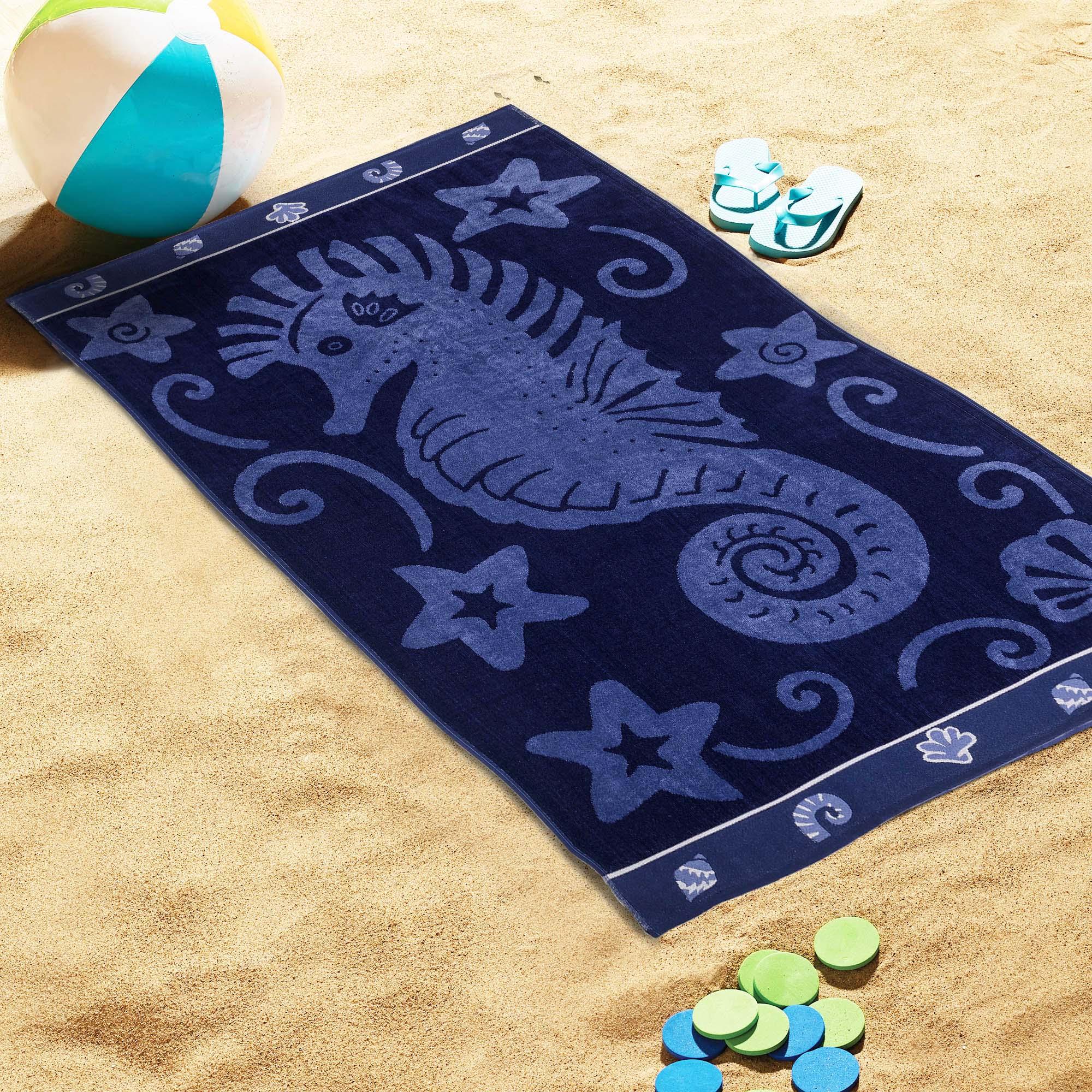 Sea Horse Oversized Cotton Beach Towel Set of 2 Piece - Beach Towel by Superior Brand