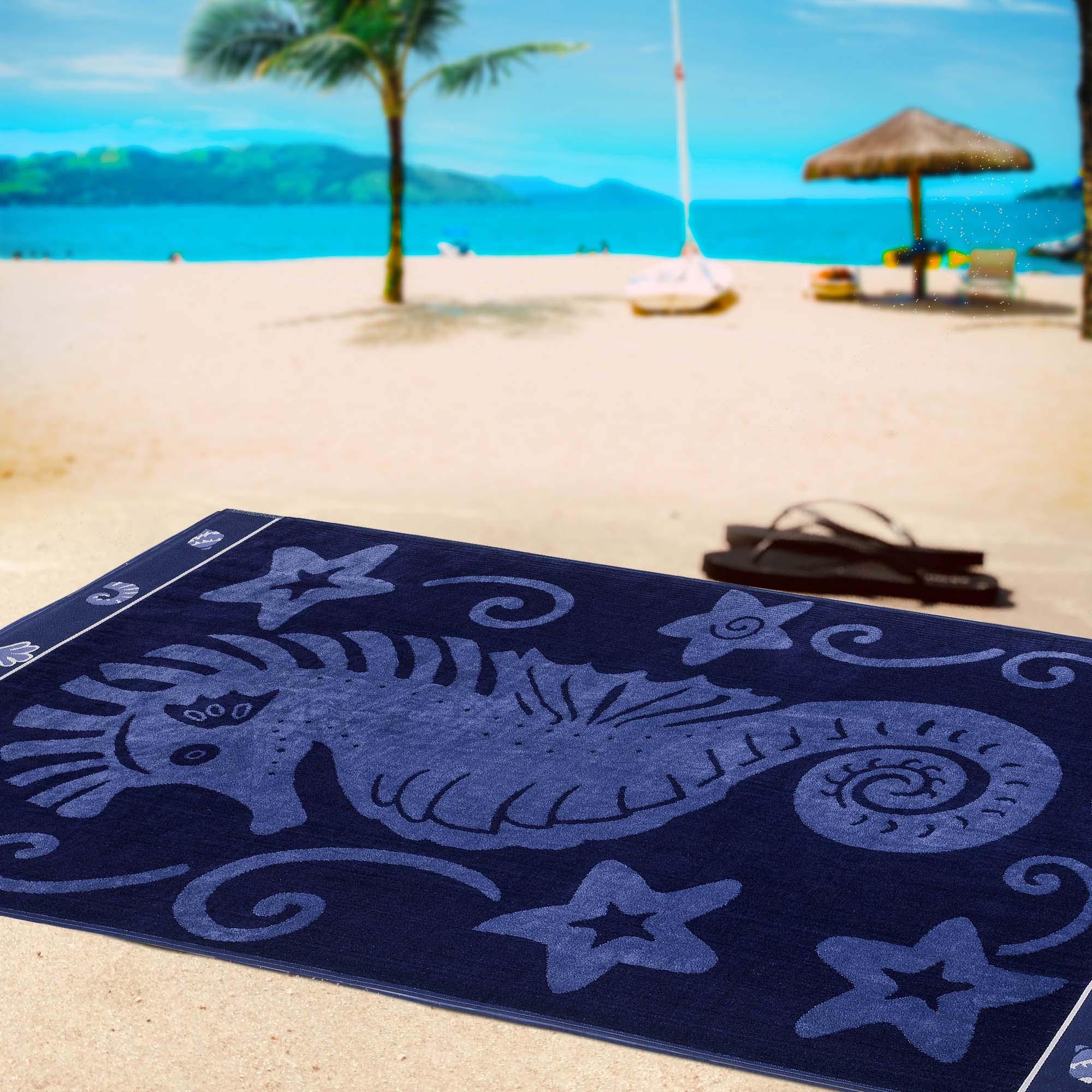 Sea Horse Oversized Cotton Beach Towel Set of 2 Piece - Beach Towel by Superior Brand