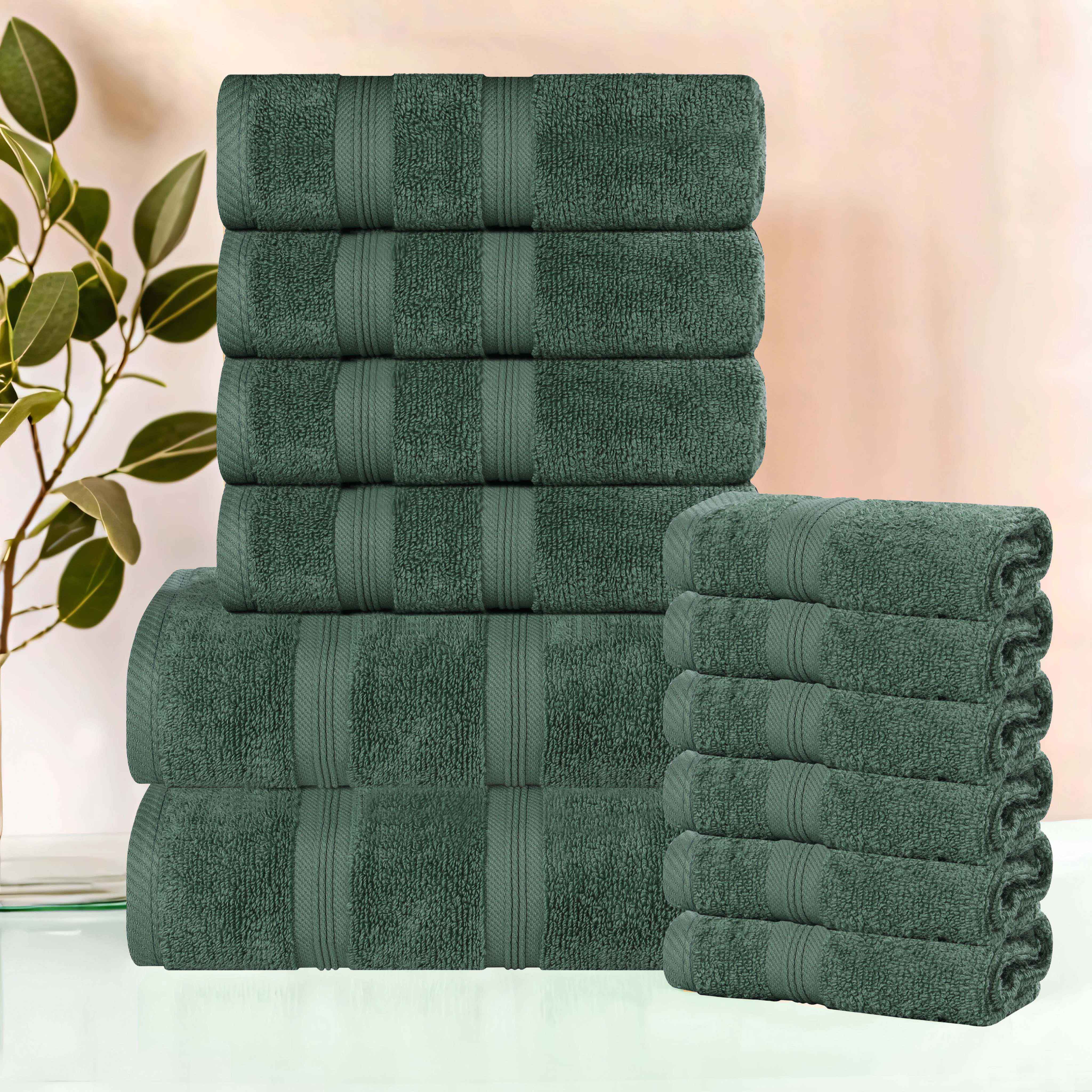 Smart Dry Zero Twist Cotton Medium Weight 12 Piece Assorted Towel Set - Towel Set by Superior
