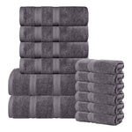 Smart Dry Zero Twist Cotton Medium Weight 12 Piece Assorted Towel Set - Towel Set by Superior