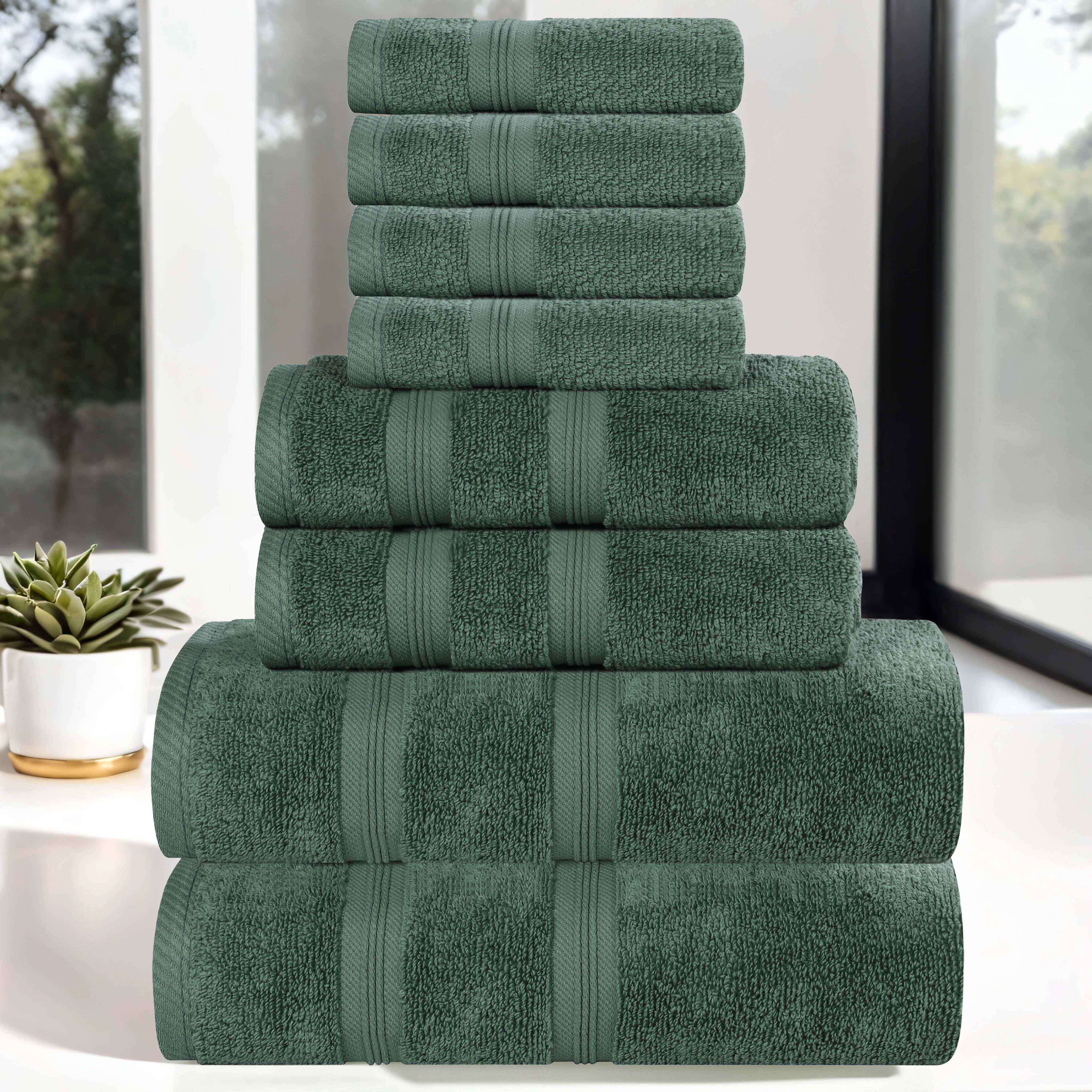 Smart Dry Zero Twist Cotton Medium Weight 8 Piece Assorted Towel Set - Towel Set by Superior