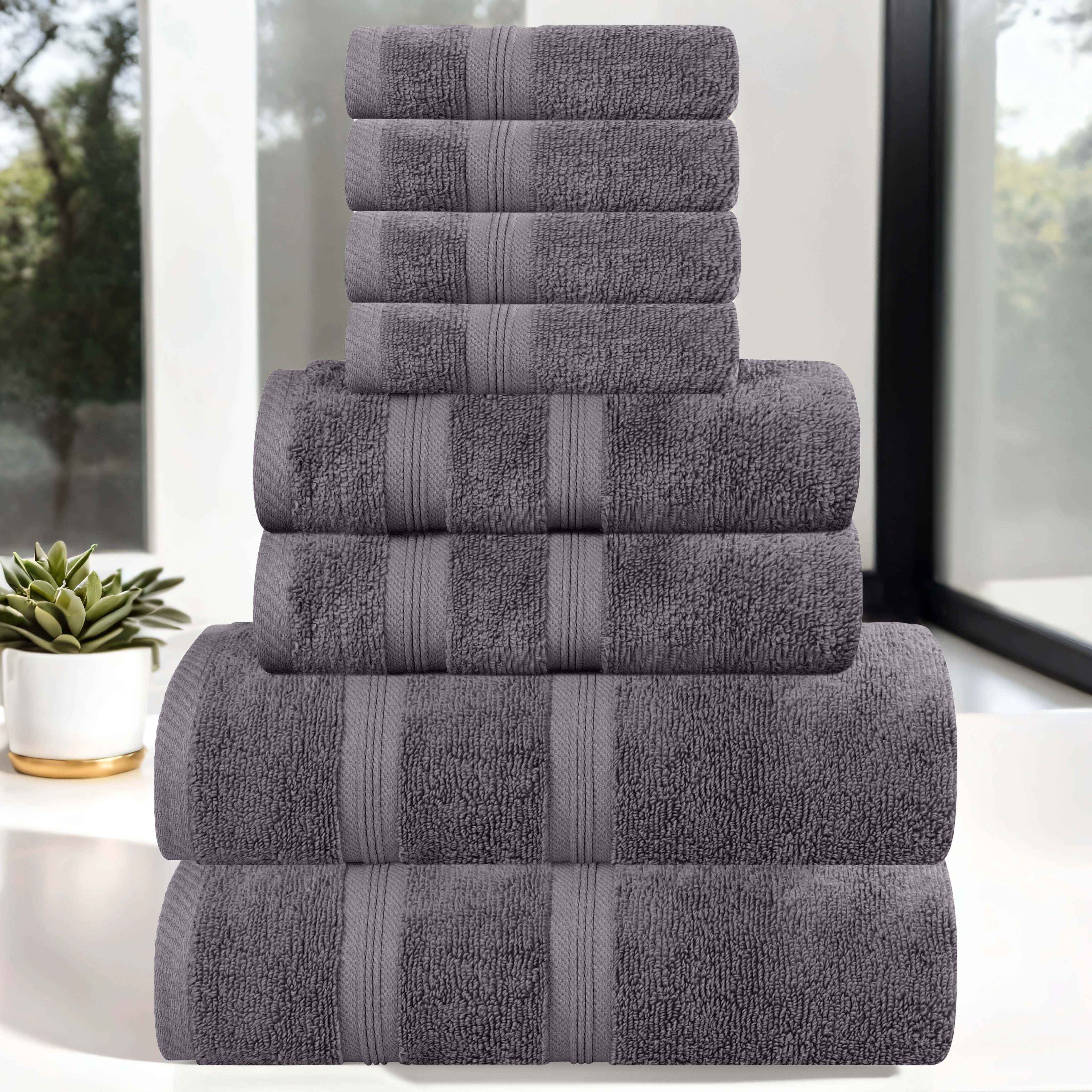 Smart Dry Zero Twist Cotton Medium Weight 8 Piece Assorted Towel Set - Towel Set by Superior