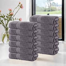 Smart Dry Zero Twist Cotton Medium Weight Face Towels, Set of 12 - Face Towel Set by Superior Brand