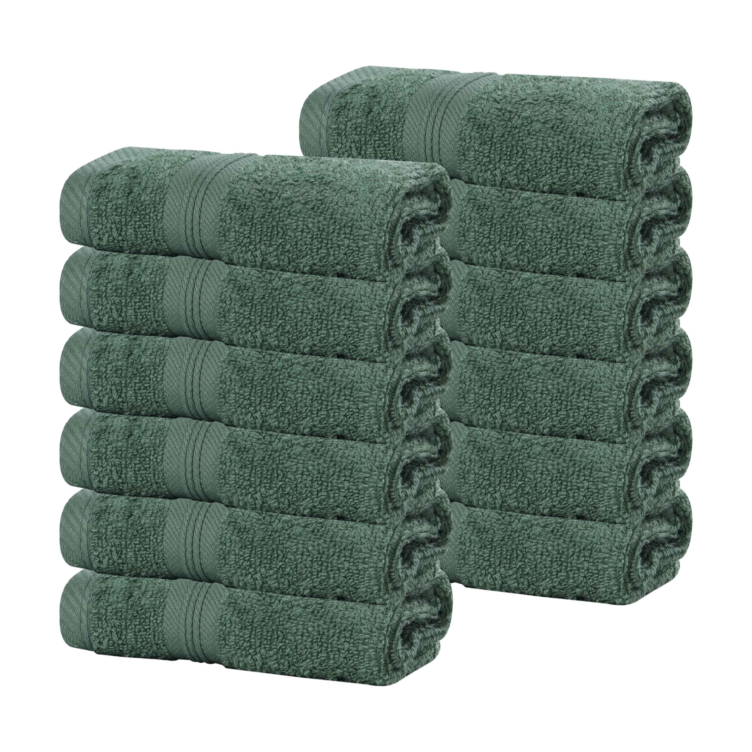 Smart Dry Zero Twist Cotton Medium Weight Face Towels, Set of 12 - Face Towel Set by Superior Brand