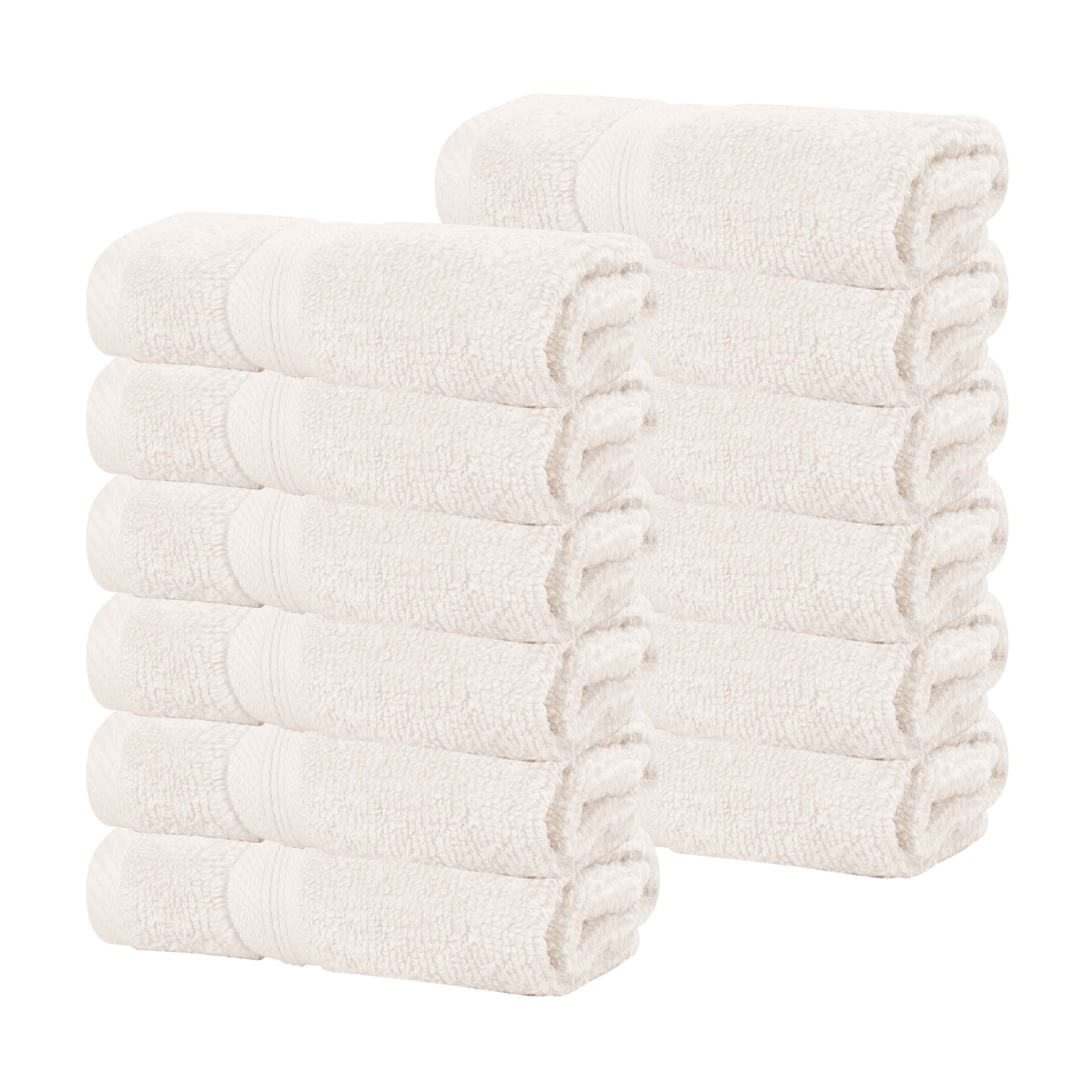 Smart Dry Zero Twist Cotton Medium Weight Face Towels, Set of 12 - Face Towel Set by Superior Brand