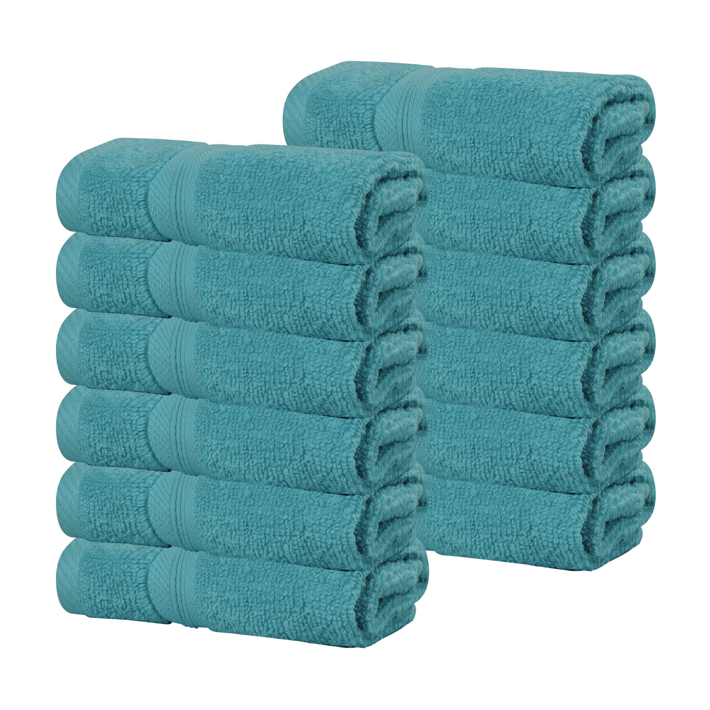 Smart Dry Zero Twist Cotton Medium Weight Face Towels, Set of 12 - Face Towel Set by Superior Brand