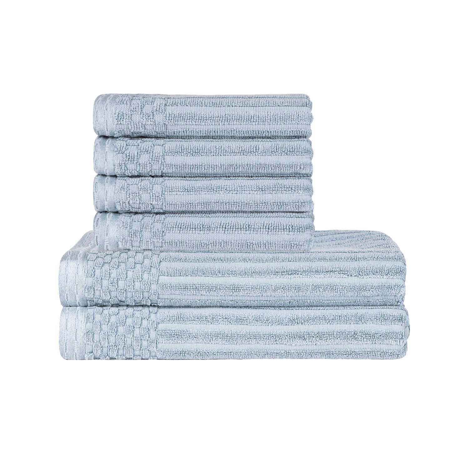 Soho Cotton Ribbed Textured Absorbent Hand and Bath Towel Set - Towel Set by Superior Brand
