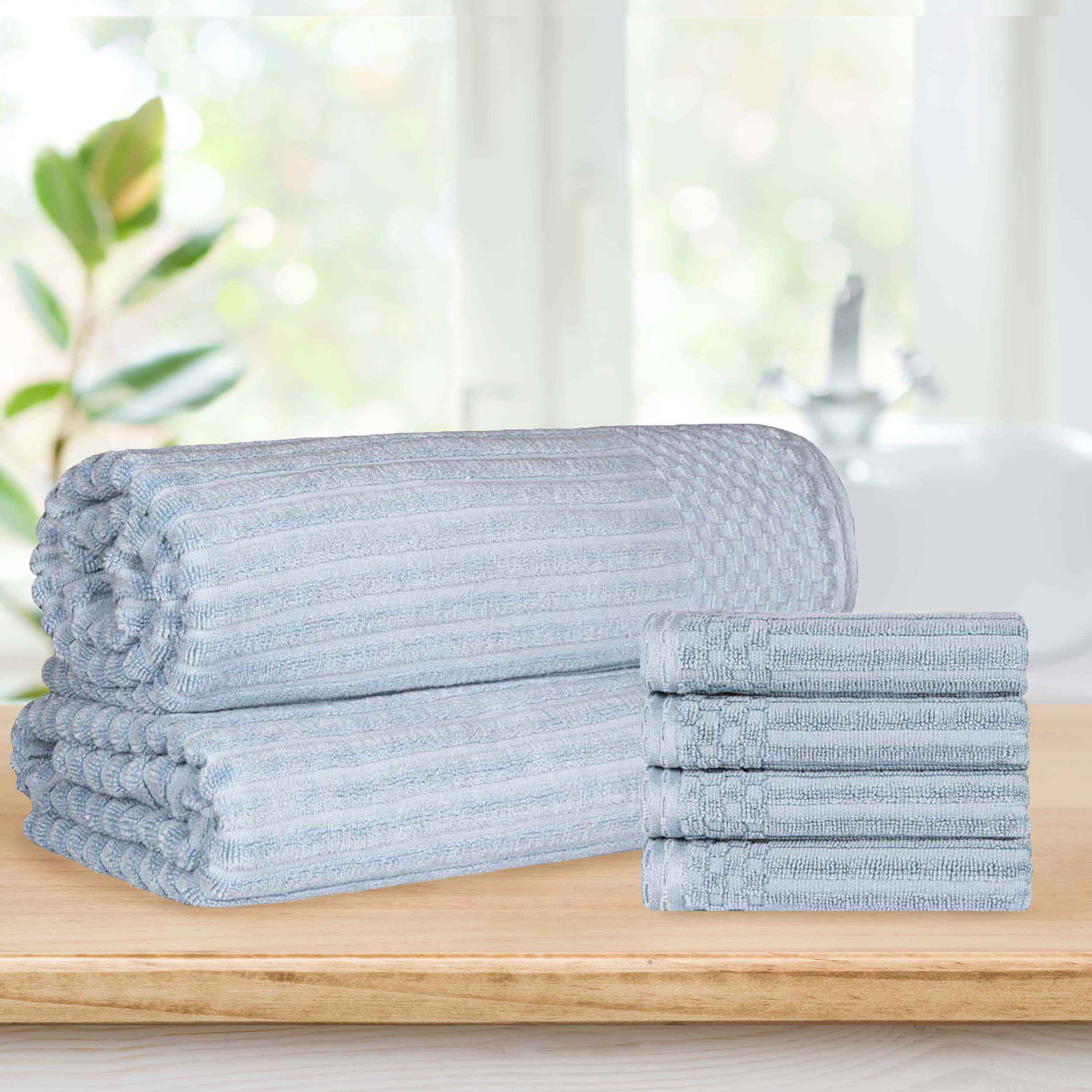 Soho Cotton Ribbed Textured Absorbent Hand Towel and Bath Sheet Set - Towel Set by Superior Brand