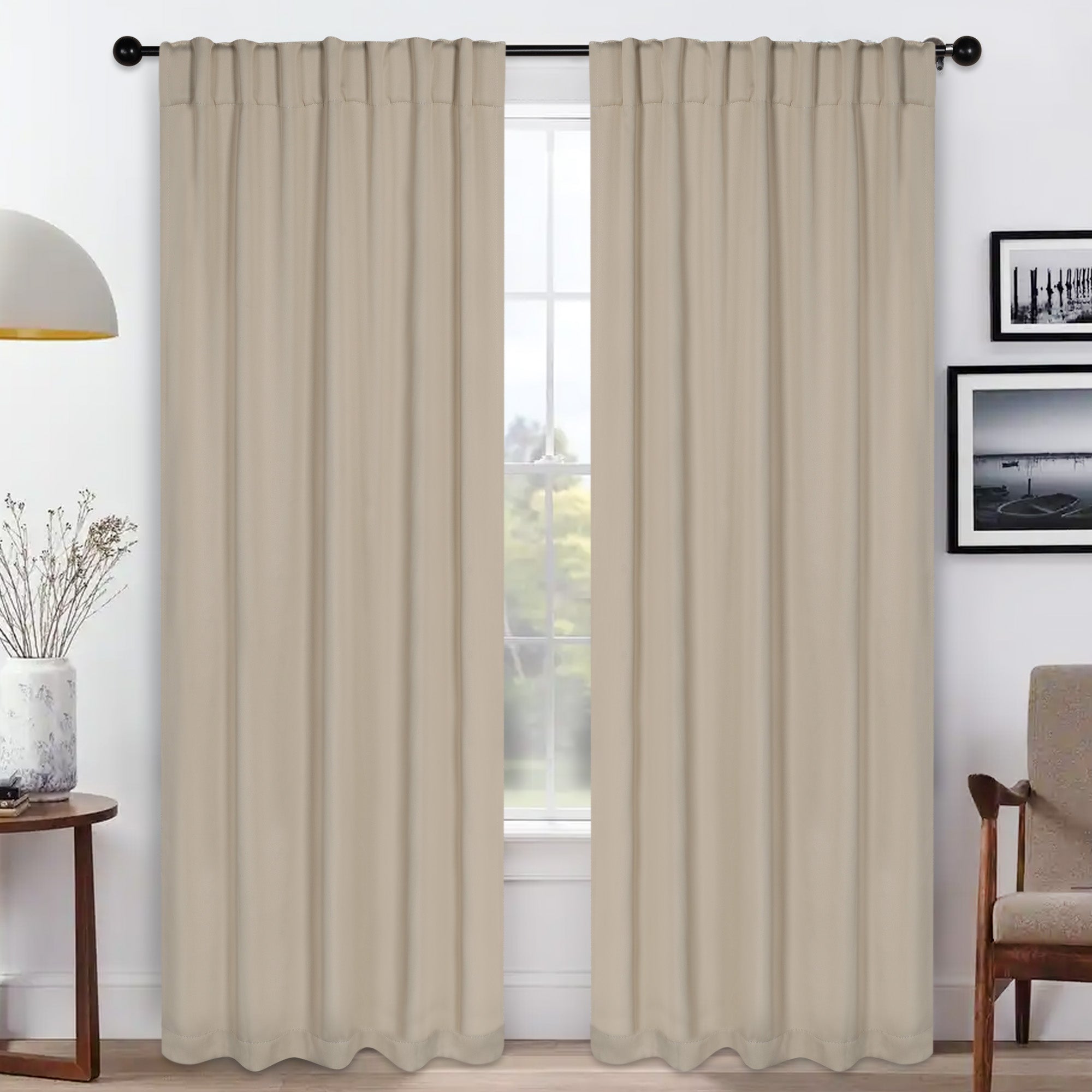 Solid Room Darkening Blackout Curtain Panels, Back Tabs, Set of 2 - Blackout Curtains by Superior Brand