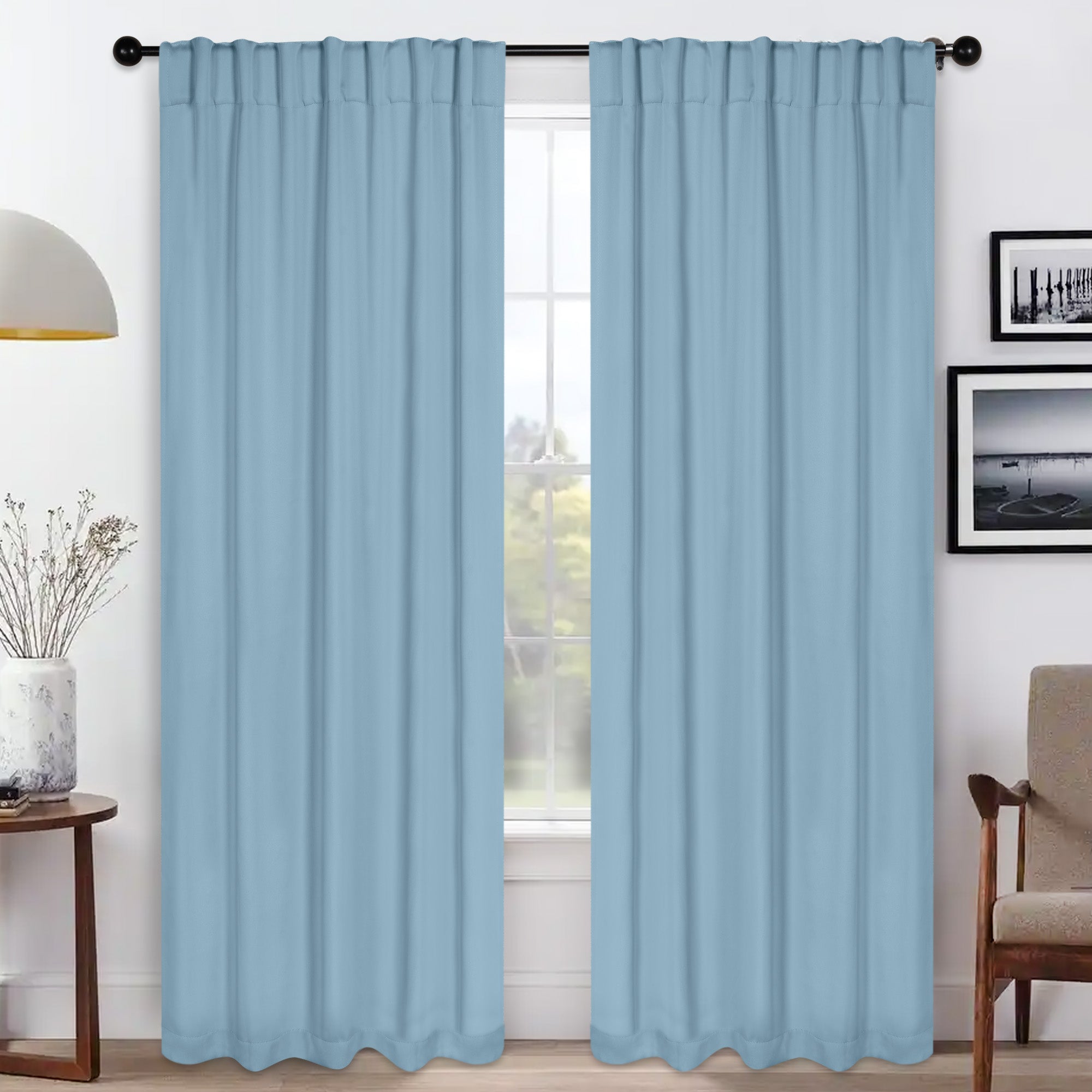 Solid Room Darkening Blackout Curtain Panels, Back Tabs, Set of 2 - Blackout Curtains by Superior Brand