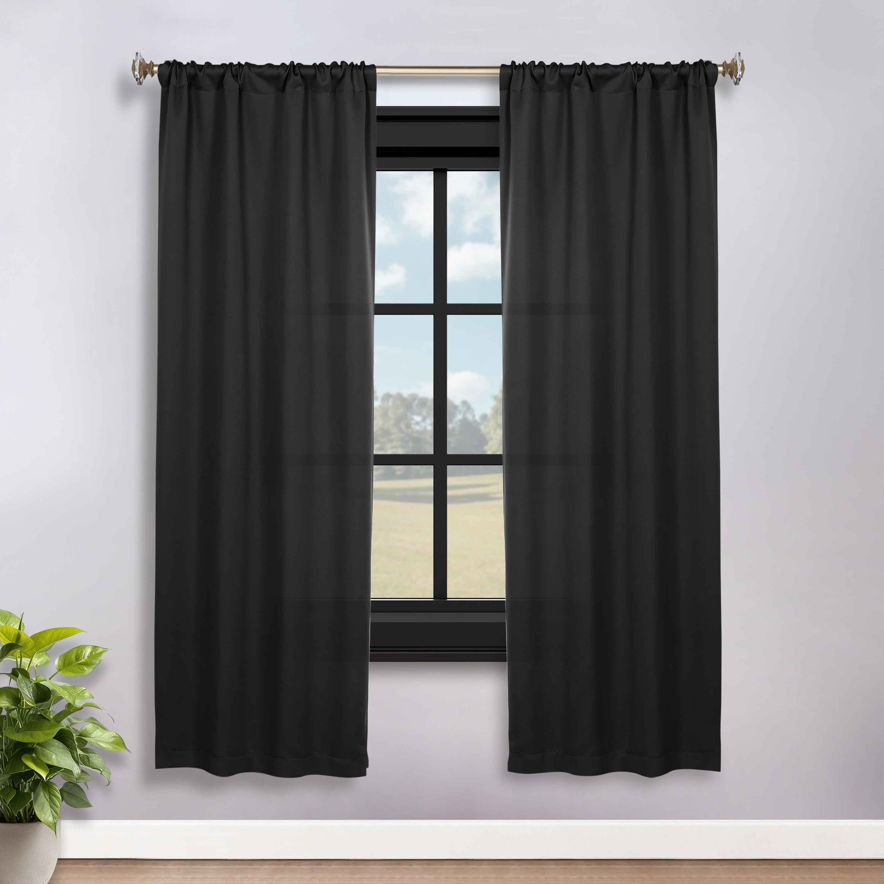 Solid Room Darkening Rod Pocket Blackout Curtain Panels, Set of 2 - Blackout Curtains by Superior Brand