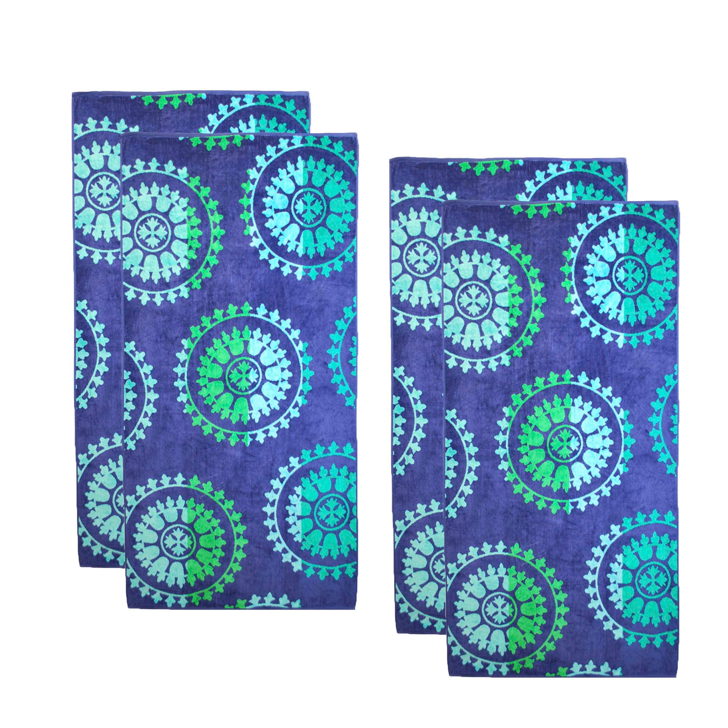 Spinning Wheels Oversized Cotton 4 Piece Beach Towel Set - Beach Towel by Superior