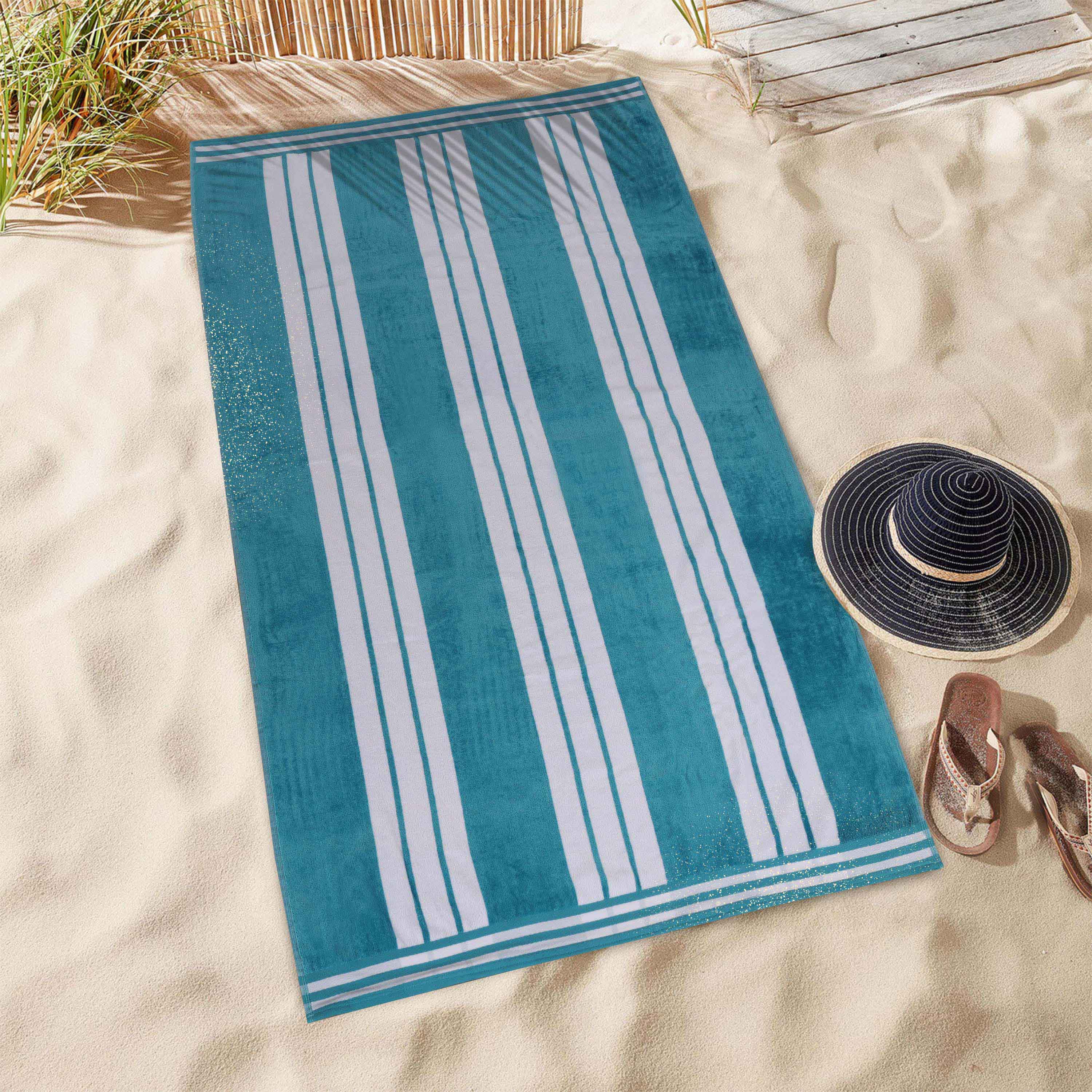 Striped Oversized Cotton Beach Towel Set of 2, 4, or 6 Piece - Beach Towel by Superior Brand
