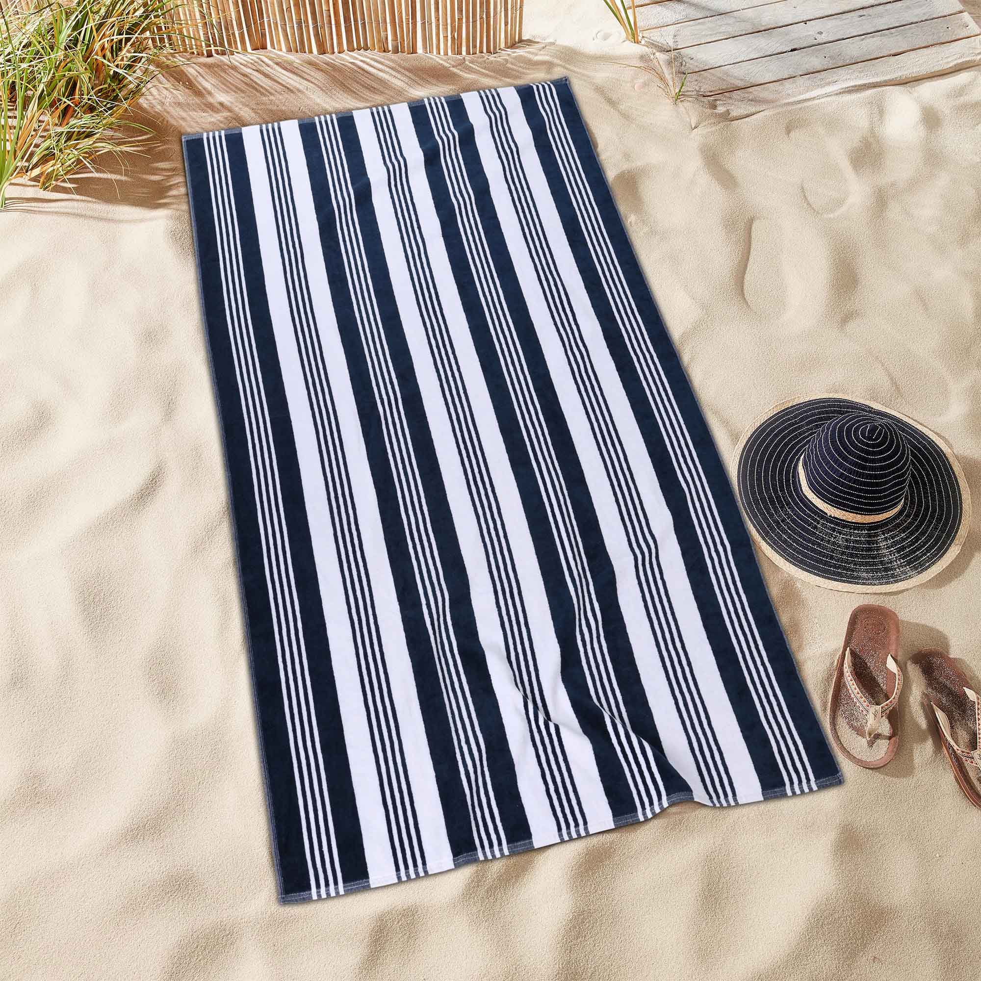 Maui Striped Oversized Cotton Beach Towel Set of 2 Piece - Beach Towel by Superior Brand