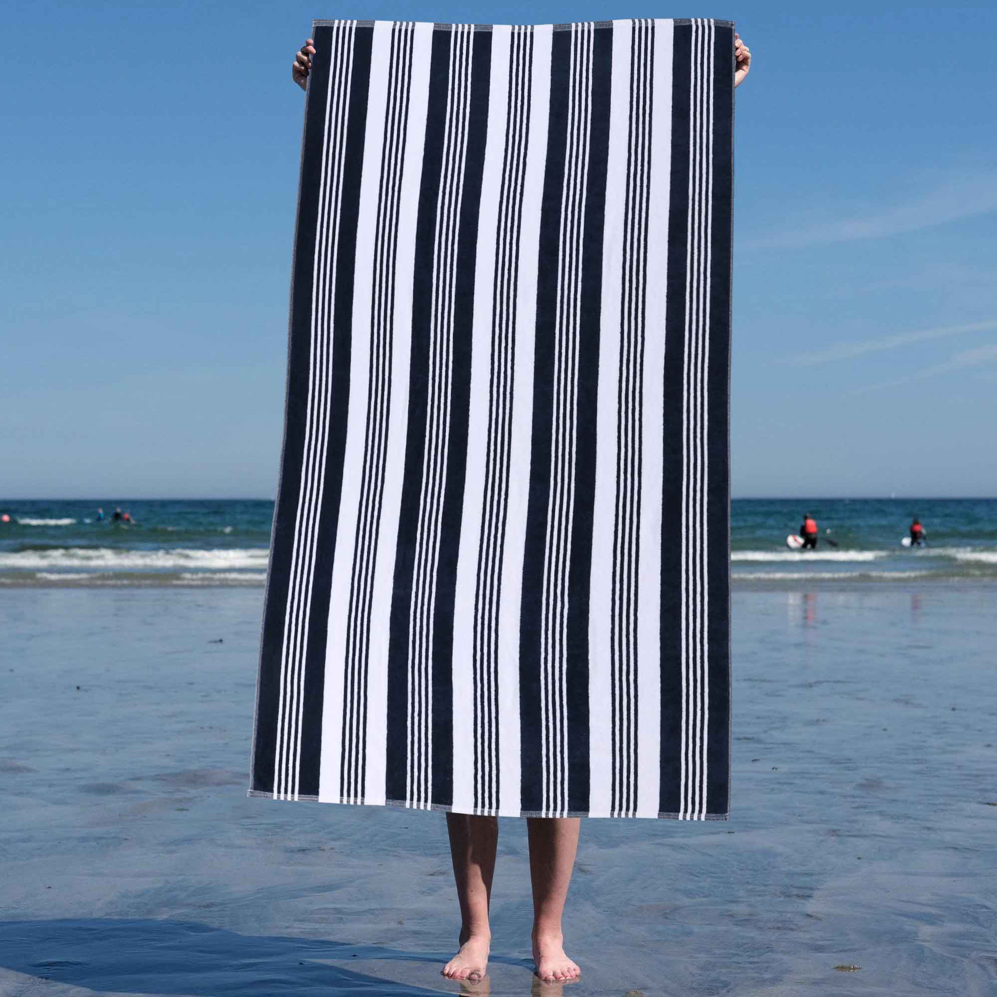 Maui Striped Oversized Cotton Beach Towel Set of 2 Piece - Beach Towel by Superior Brand