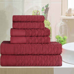 Turkish Cotton Herringbone Jacquard Assorted 6 Piece Towel Set - Towel Set by Superior